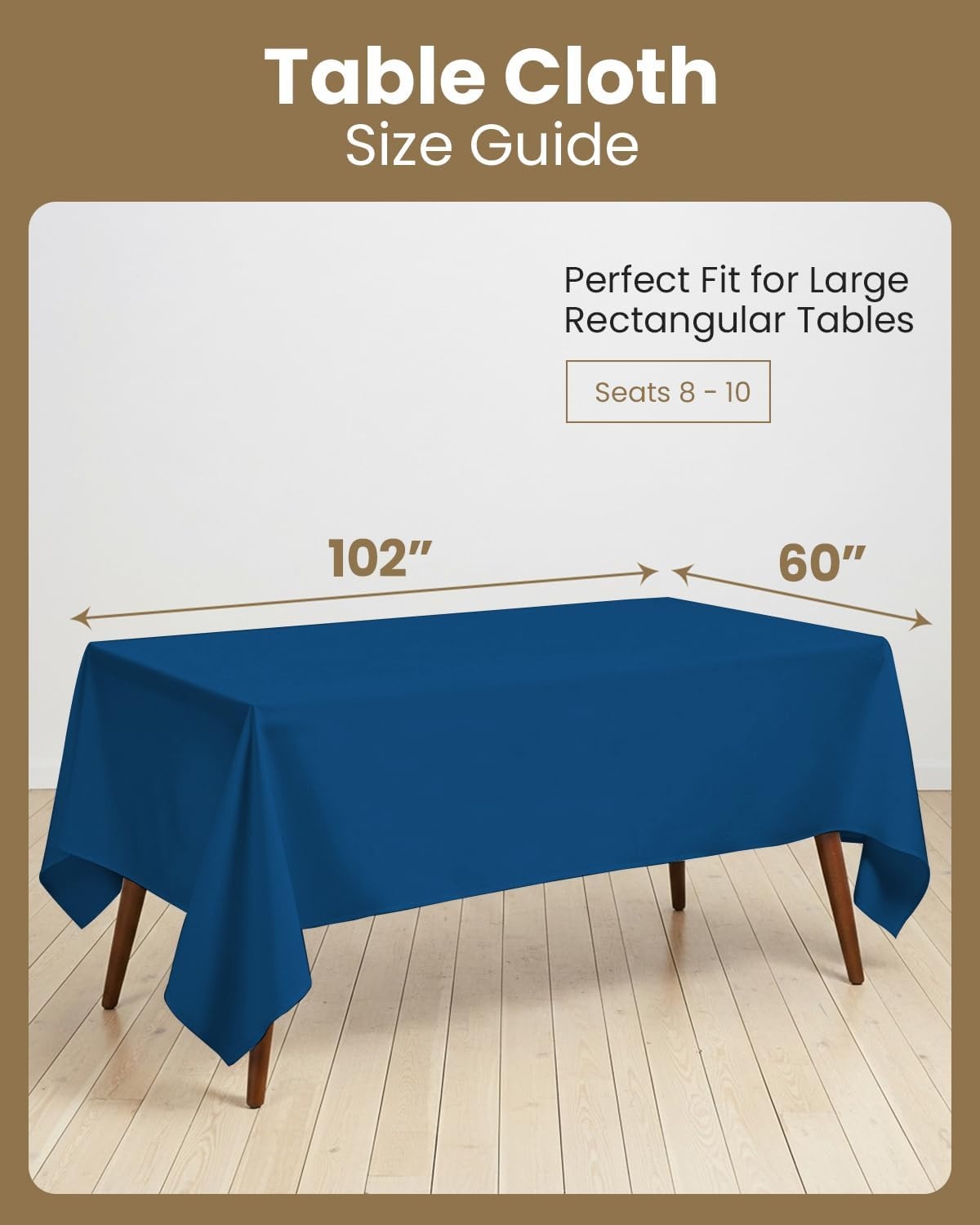image:imageUtopia Kitchen Rectangle Table Cloth 1 Pack Tablecloth Machine Washable Polyester Table Cover for Dining Buffet Parties Picnics Events Weddings and Restaurants 52x70 Inches BlackRoyal Blue