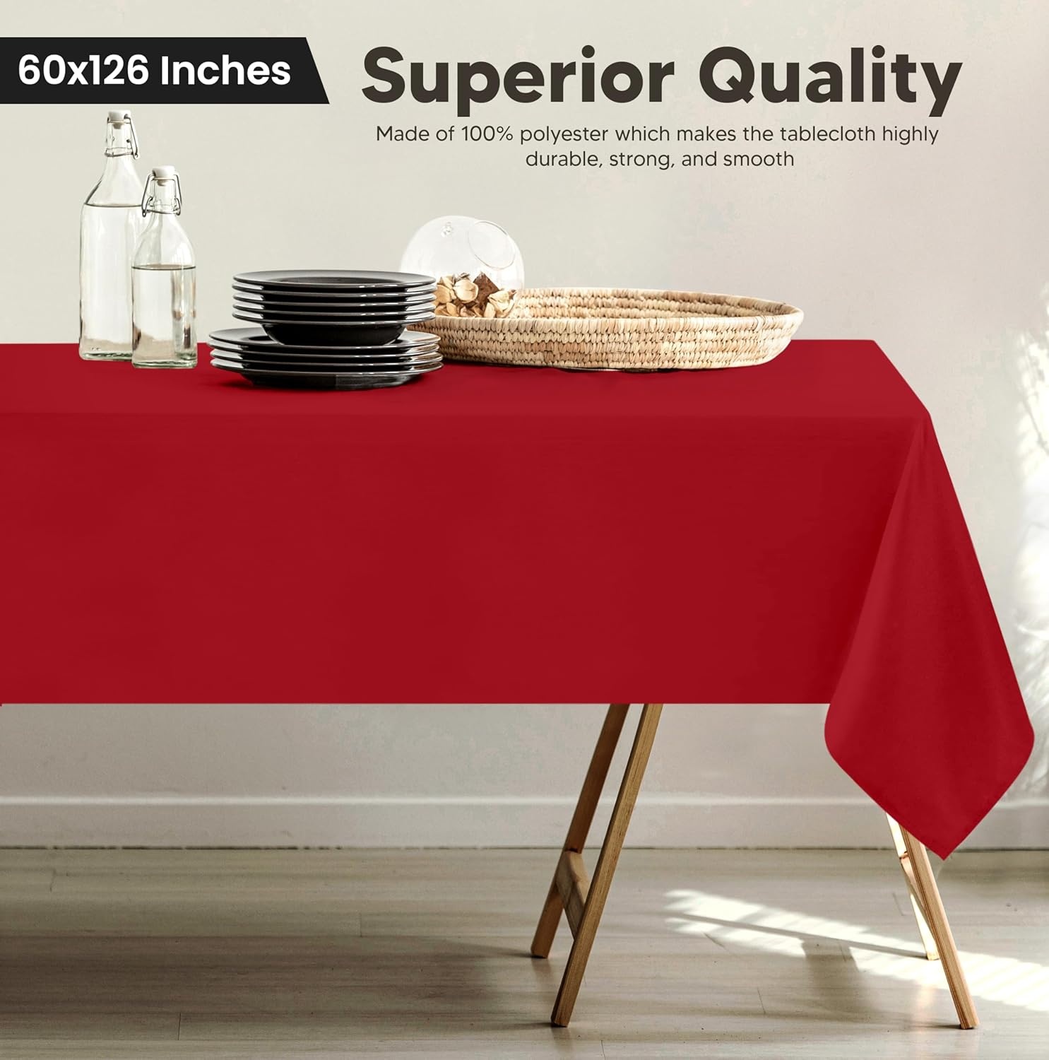 image:imageUtopia Kitchen Rectangle Table Cloth 1 Pack Tablecloth Machine Washable Polyester Table Cover for Dining Buffet Parties Picnics Events Weddings and Restaurants 52x70 Inches BlackRed
