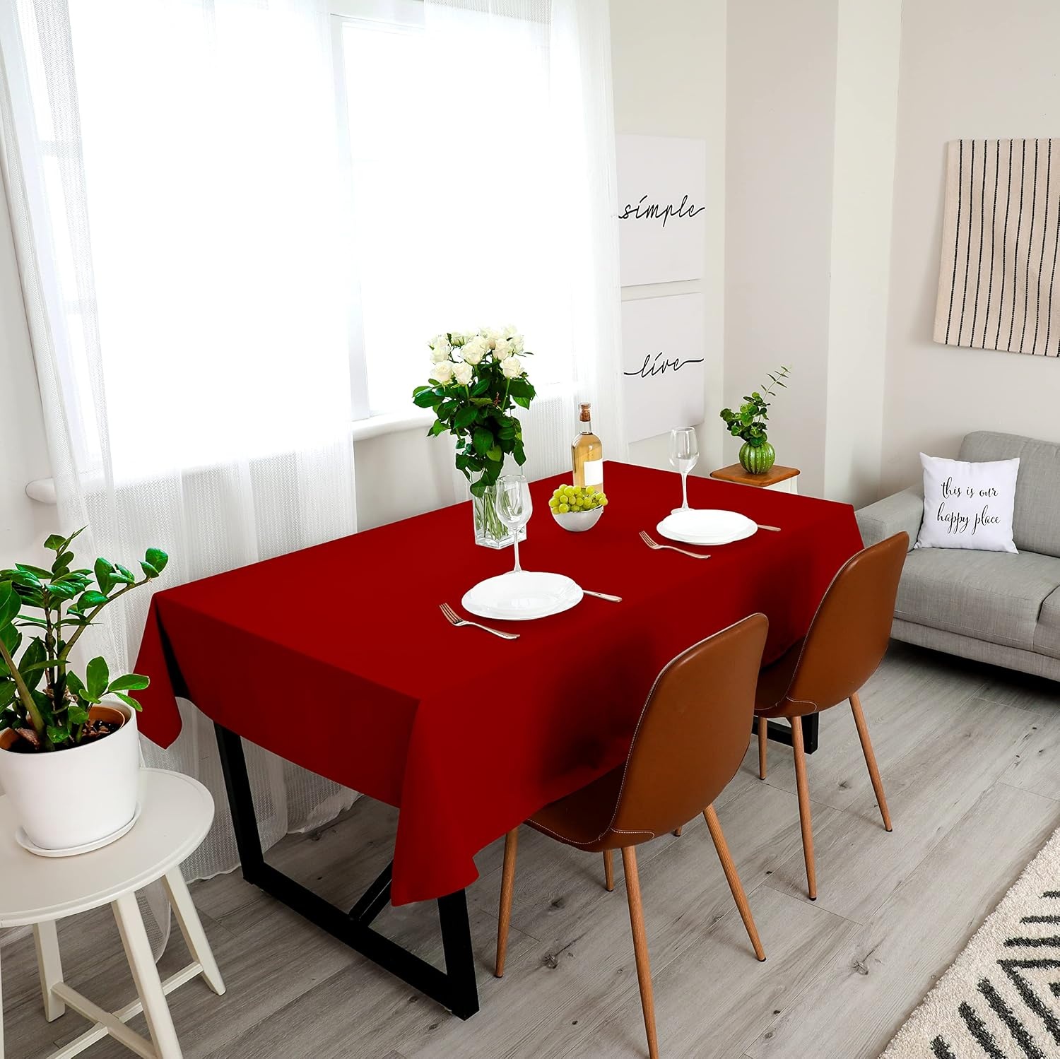 image:imageUtopia Kitchen Rectangle Table Cloth 1 Pack Tablecloth Machine Washable Polyester Table Cover for Dining Buffet Parties Picnics Events Weddings and Restaurants 52x70 Inches BlackRed