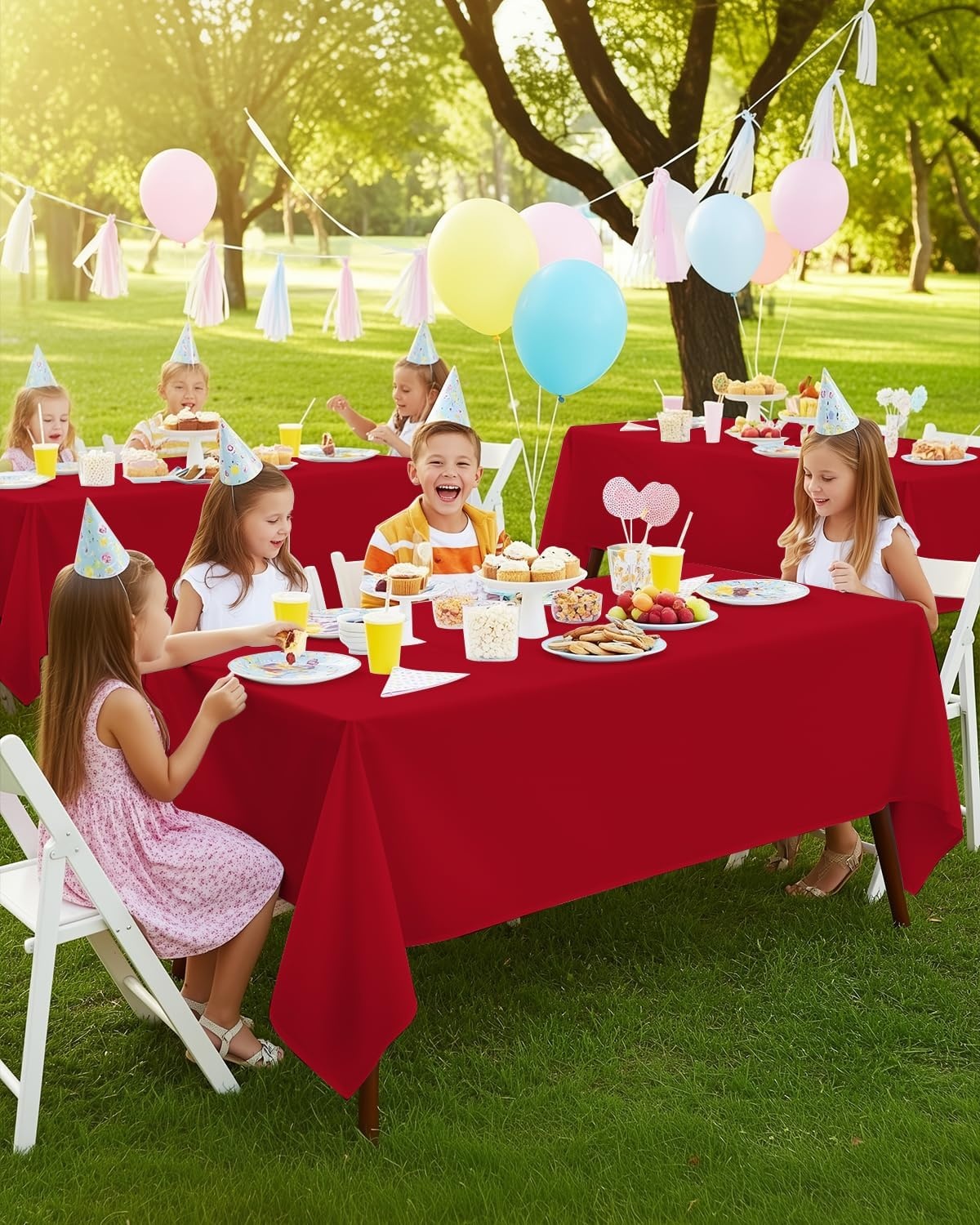 image:imageUtopia Kitchen Rectangle Table Cloth 1 Pack Tablecloth Machine Washable Polyester Table Cover for Dining Buffet Parties Picnics Events Weddings and Restaurants 52x70 Inches BlackRed