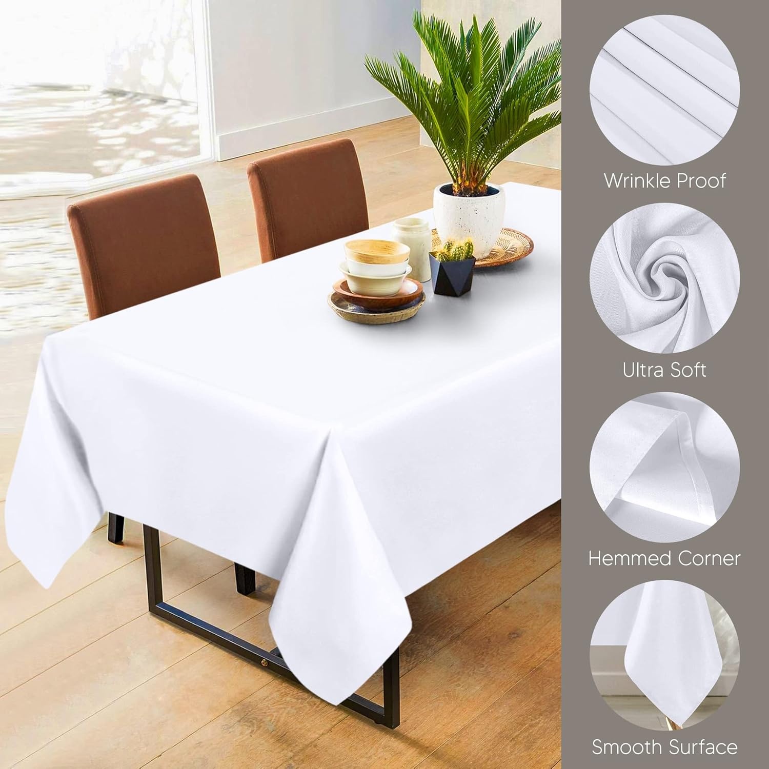image:imageUtopia Kitchen Rectangle Table Cloth 1 Pack Tablecloth Machine Washable Polyester Table Cover for Dining Buffet Parties Picnics Events Weddings and Restaurants 52x70 Inches BlackWhite