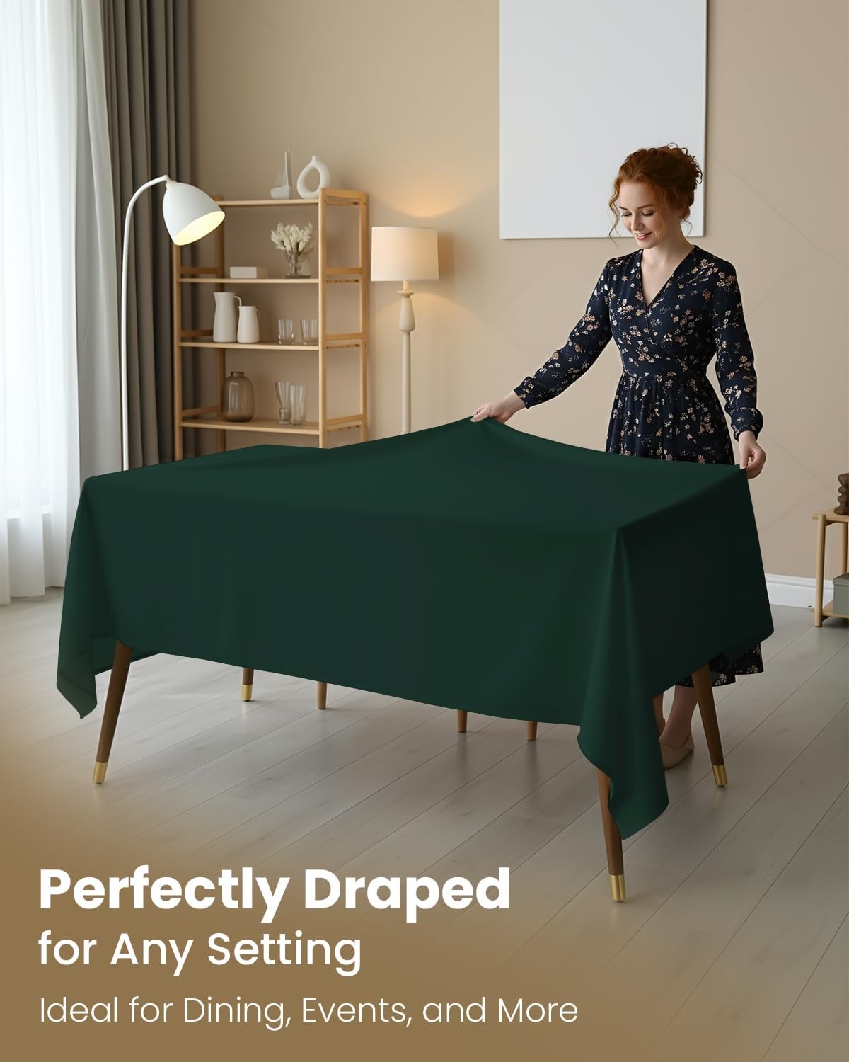 image:imageUtopia Kitchen Rectangle Table Cloth 1 Pack Tablecloth Machine Washable Polyester Table Cover for Dining Buffet Parties Picnics Events Weddings and Restaurants 52x70 Inches BlackHunter Green