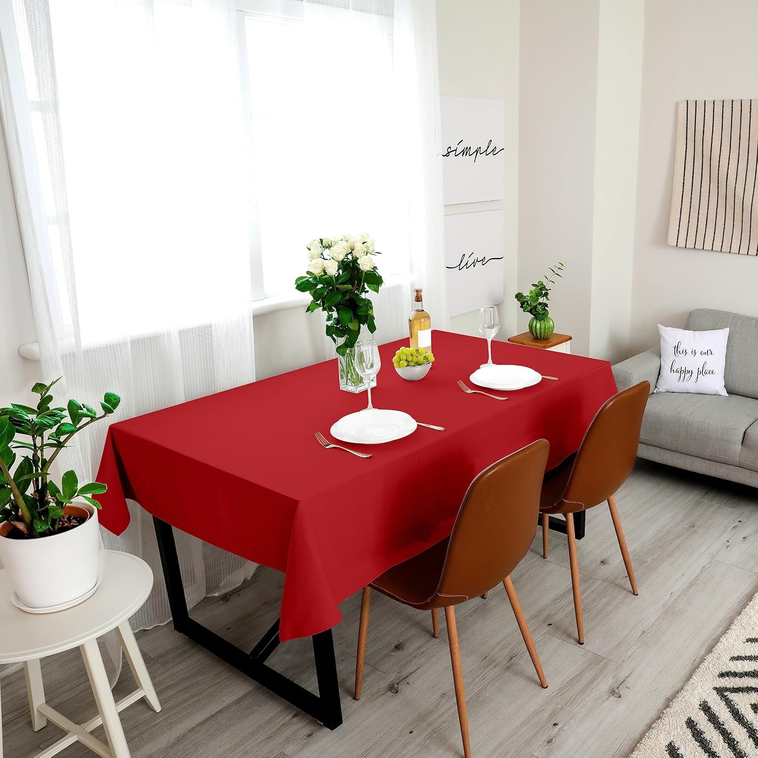 image:imageUtopia Kitchen Rectangle Table Cloth 1 Pack Tablecloth Machine Washable Polyester Table Cover for Dining Buffet Parties Picnics Events Weddings and Restaurants 52x70 Inches BlackRed