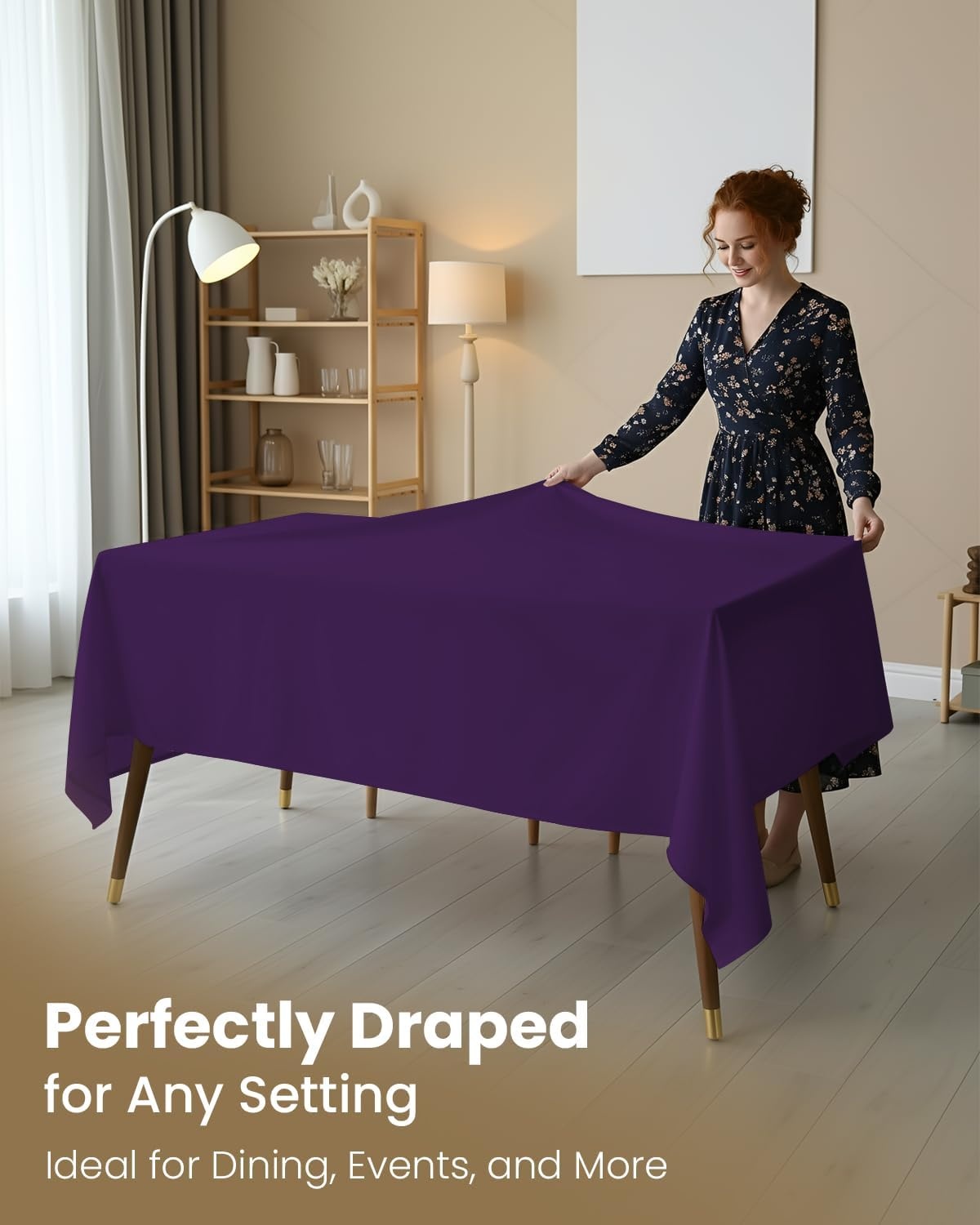 image:imageUtopia Kitchen Rectangle Table Cloth 1 Pack Tablecloth Machine Washable Polyester Table Cover for Dining Buffet Parties Picnics Events Weddings and Restaurants 52x70 Inches BlackPurple