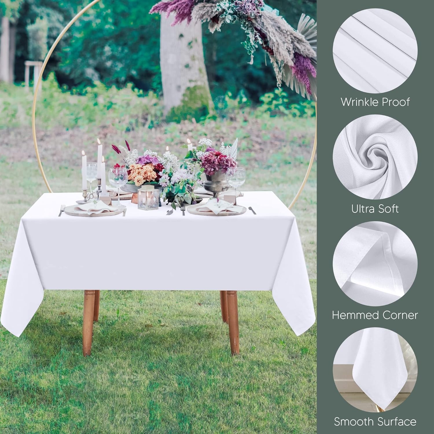 image:imageUtopia Kitchen Rectangle Table Cloth 1 Pack Tablecloth Machine Washable Polyester Table Cover for Dining Buffet Parties Picnics Events Weddings and Restaurants 52x70 Inches BlackWhite