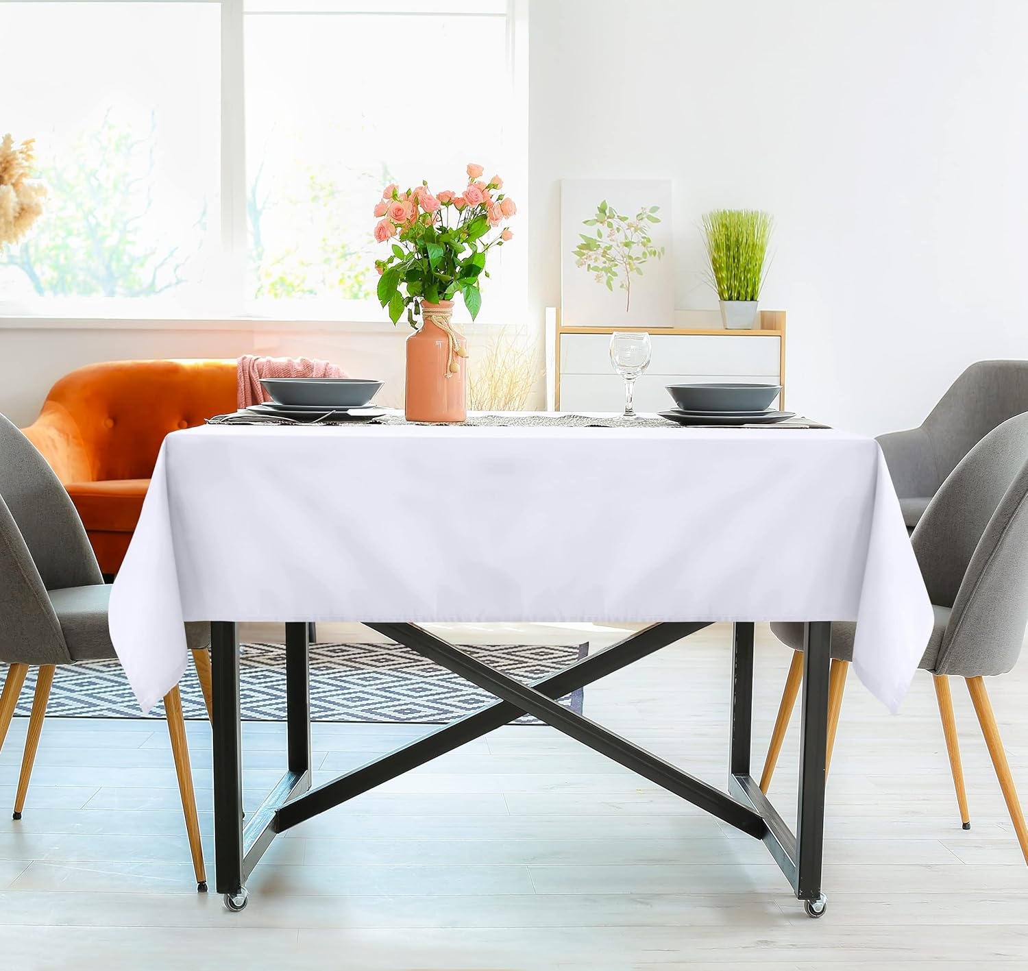 image:imageUtopia Kitchen Rectangle Table Cloth 1 Pack Tablecloth Machine Washable Polyester Table Cover for Dining Buffet Parties Picnics Events Weddings and Restaurants 52x70 Inches BlackWhite