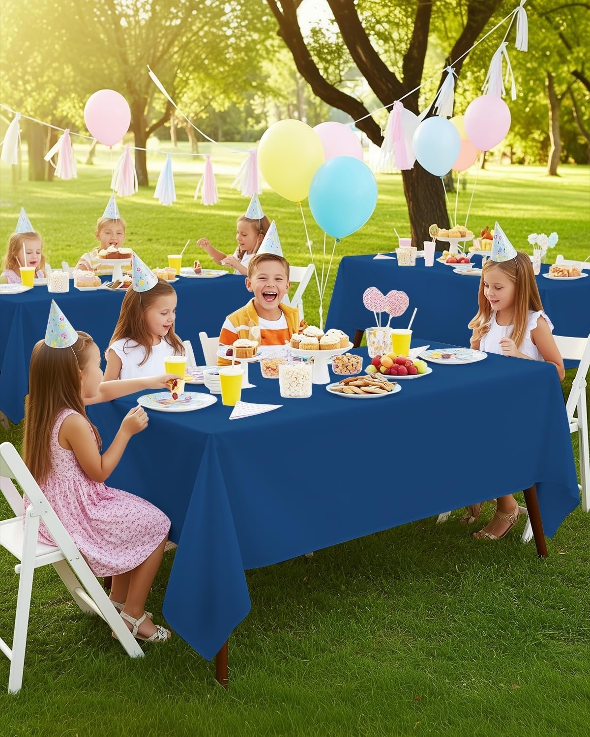 image:imageUtopia Kitchen Rectangle Table Cloth 1 Pack Tablecloth Machine Washable Polyester Table Cover for Dining Buffet Parties Picnics Events Weddings and Restaurants 52x70 Inches BlackRoyal Blue
