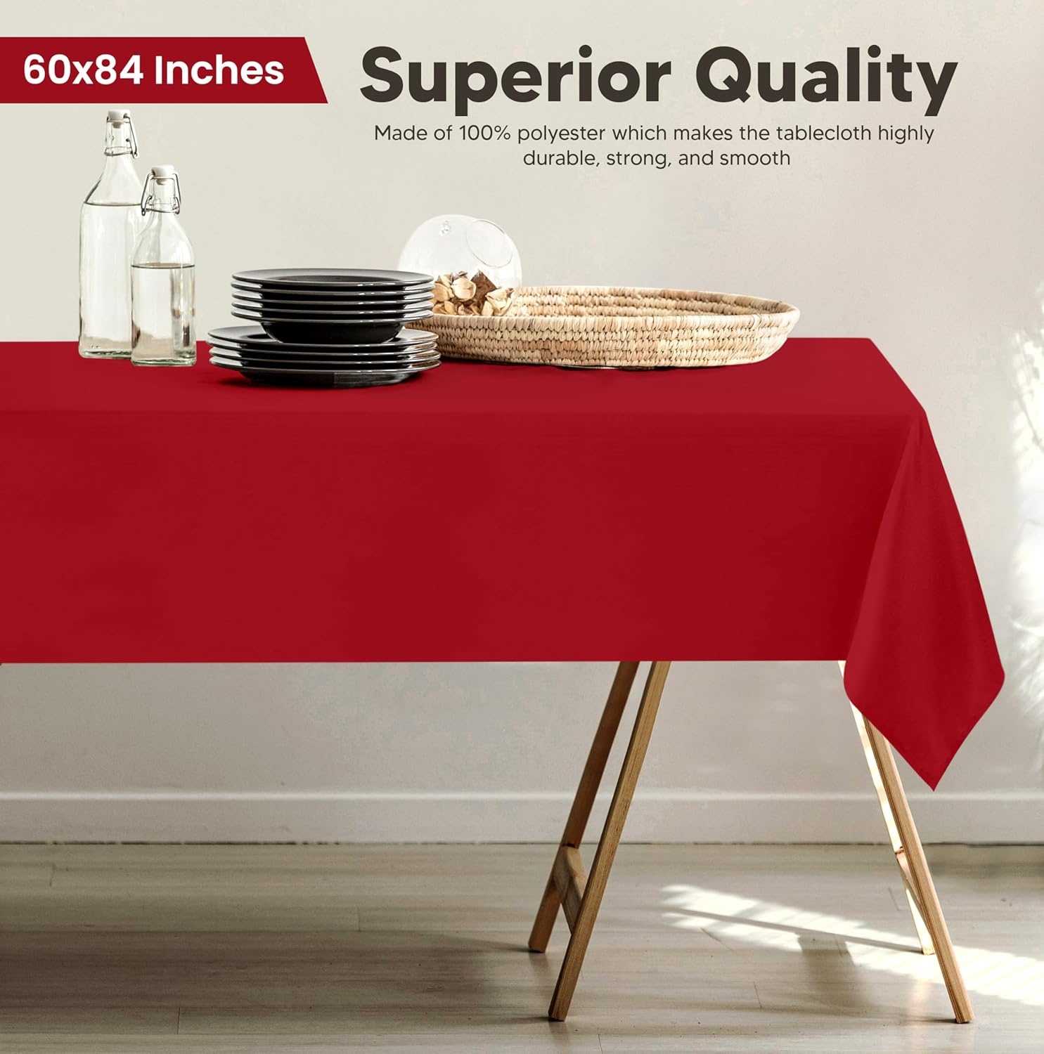 image:imageUtopia Kitchen Rectangle Table Cloth 1 Pack Tablecloth Machine Washable Polyester Table Cover for Dining Buffet Parties Picnics Events Weddings and Restaurants 52x70 Inches BlackRed