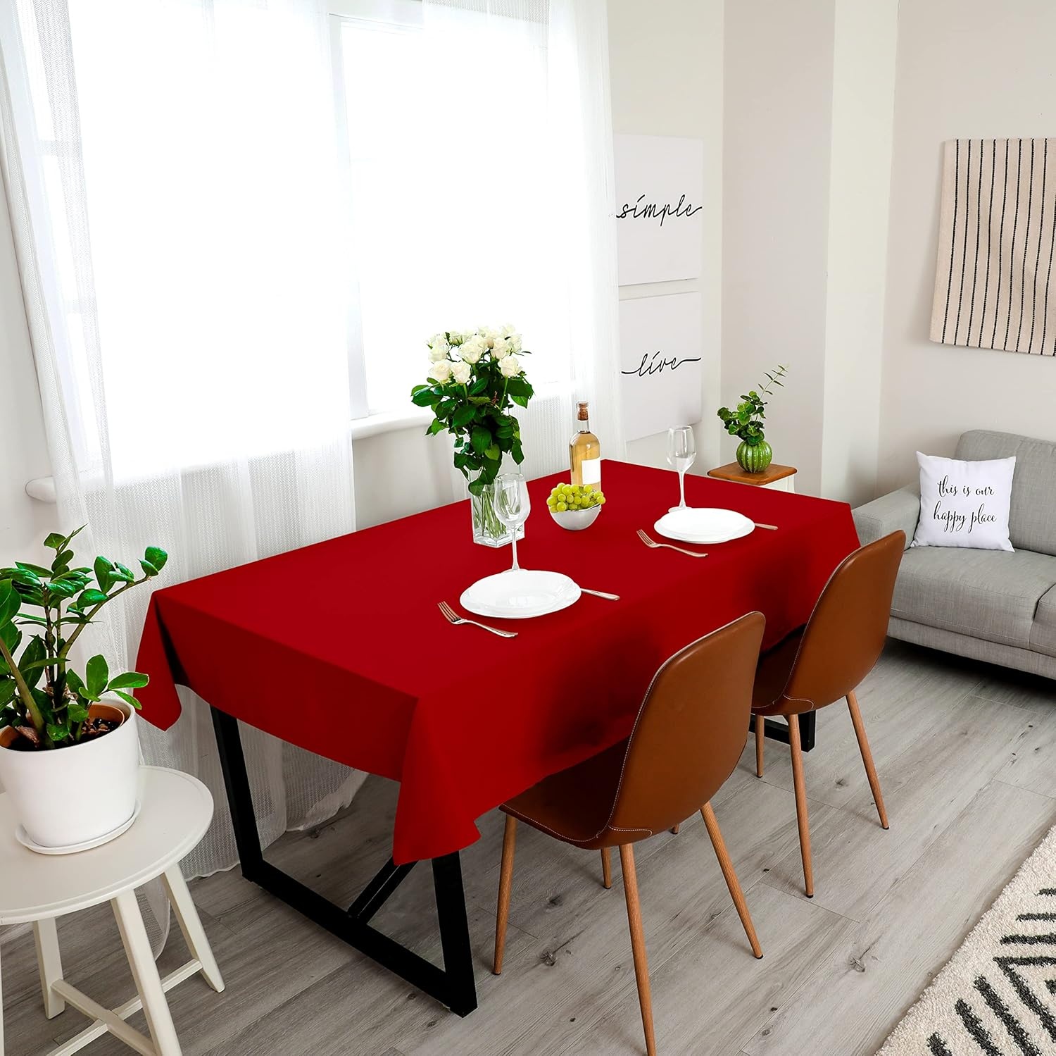 image:imageUtopia Kitchen Rectangle Table Cloth 1 Pack Tablecloth Machine Washable Polyester Table Cover for Dining Buffet Parties Picnics Events Weddings and Restaurants 52x70 Inches BlackRed