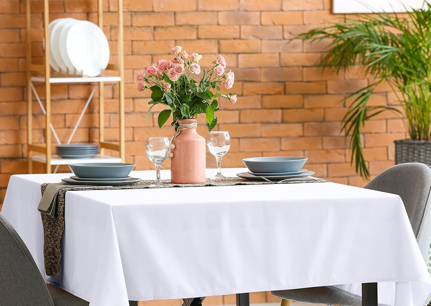 image:imageUtopia Kitchen Rectangle Table Cloth 1 Pack Tablecloth Machine Washable Polyester Table Cover for Dining Buffet Parties Picnics Events Weddings and Restaurants 52x70 Inches BlackWhite