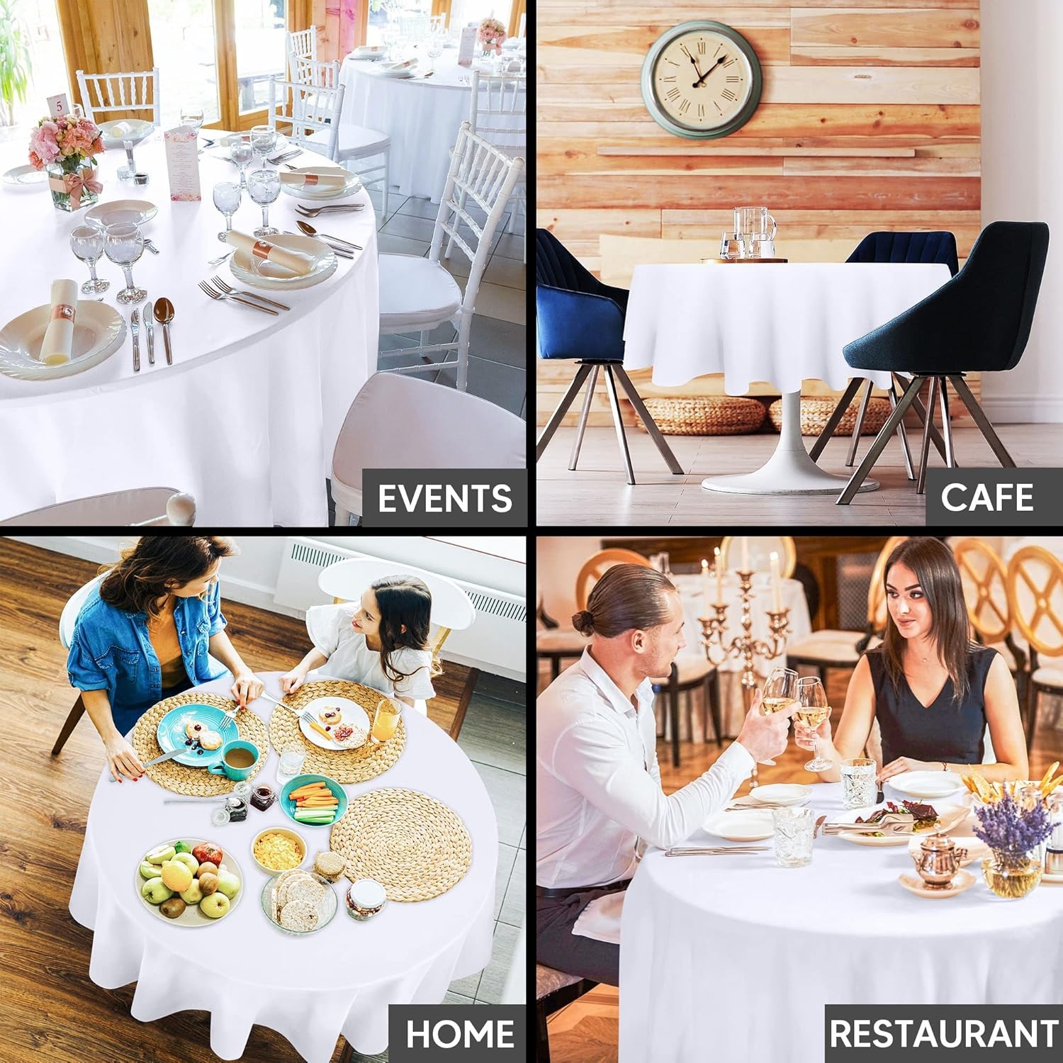 image:imageUtopia Kitchen Rectangle Table Cloth 1 Pack Tablecloth Machine Washable Polyester Table Cover for Dining Buffet Parties Picnics Events Weddings and Restaurants 52x70 Inches BlackWhite