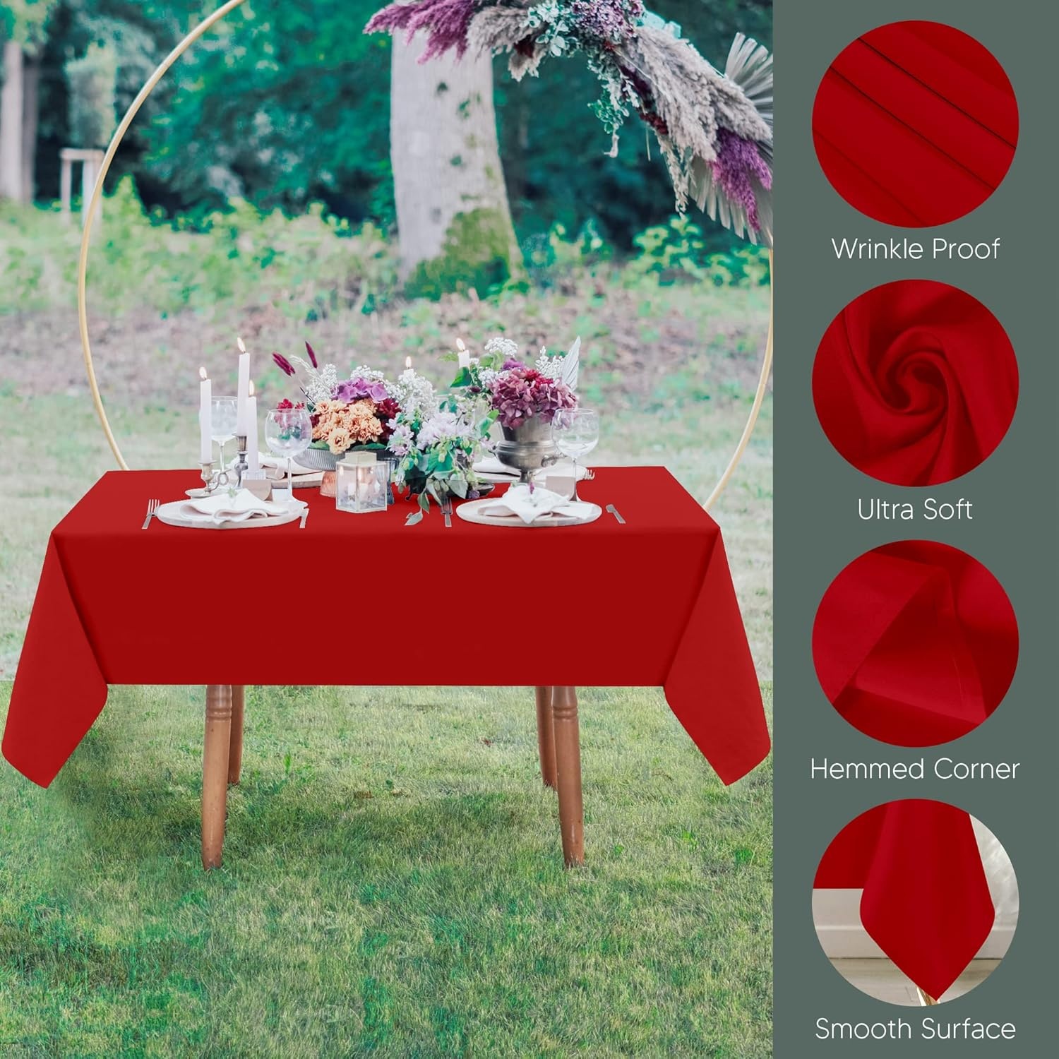 image:imageUtopia Kitchen Rectangle Table Cloth 1 Pack Tablecloth Machine Washable Polyester Table Cover for Dining Buffet Parties Picnics Events Weddings and Restaurants 52x70 Inches BlackRed