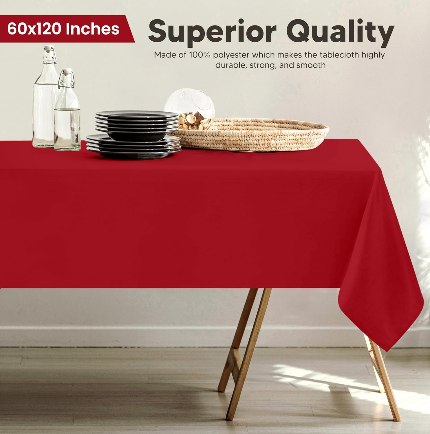 image:imageUtopia Kitchen Rectangle Table Cloth 1 Pack Tablecloth Machine Washable Polyester Table Cover for Dining Buffet Parties Picnics Events Weddings and Restaurants 52x70 Inches BlackRed