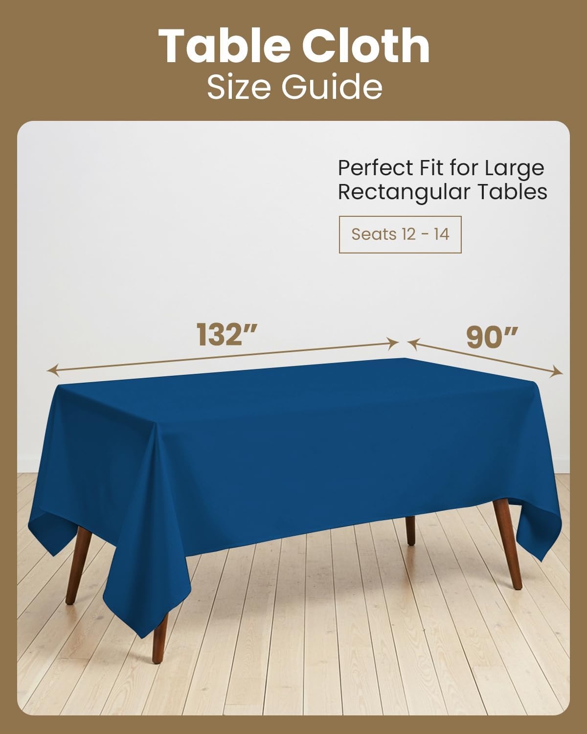 image:imageUtopia Kitchen Rectangle Table Cloth 1 Pack Tablecloth Machine Washable Polyester Table Cover for Dining Buffet Parties Picnics Events Weddings and Restaurants 52x70 Inches BlackRoyal Blue