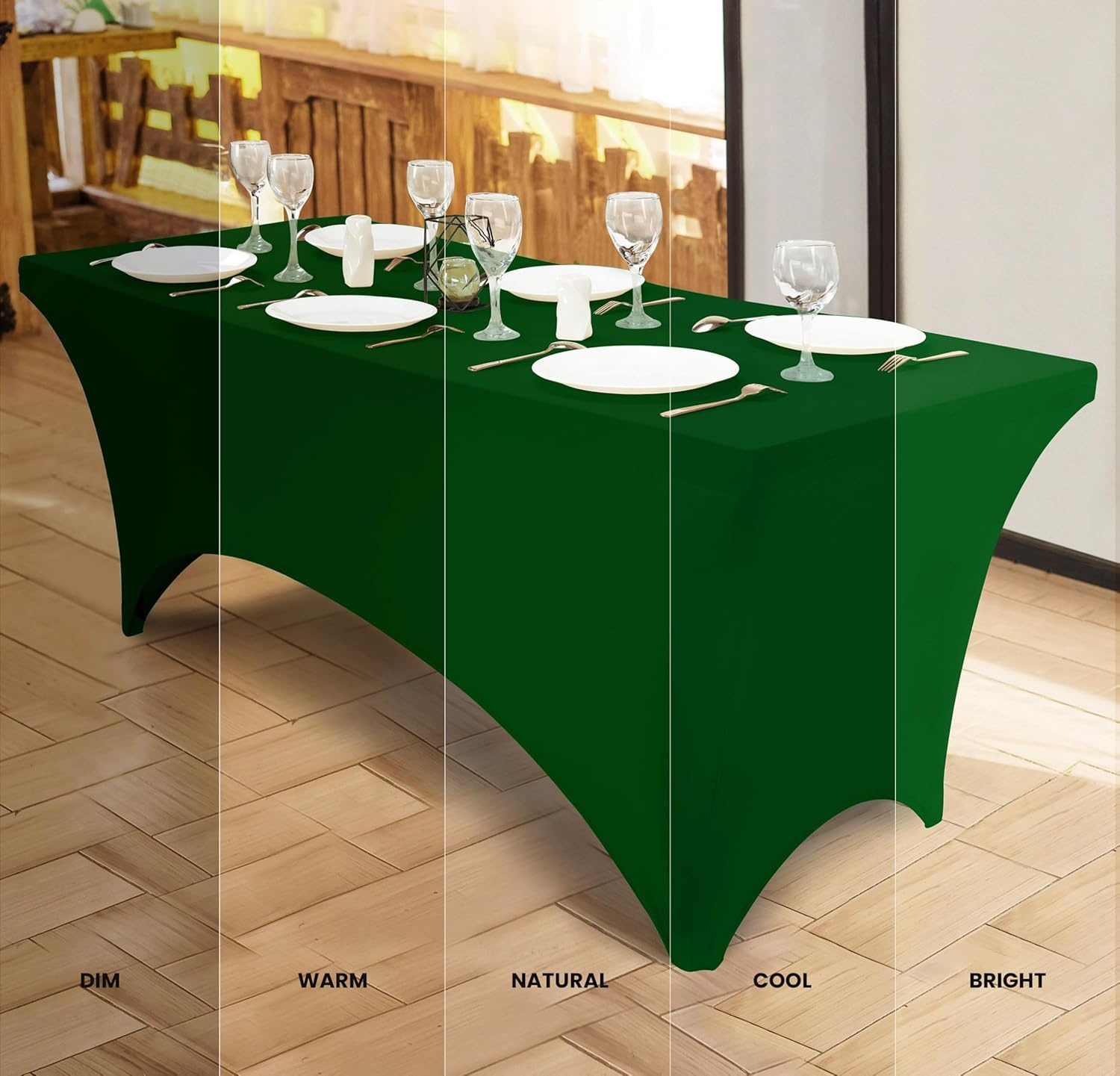image:imageUtopia Kitchen Spandex Tablecloth 1 Pack 4FT Black Tight Fitted Washable and Wrinkle Resistant Stretch Rectangular Patio Table Cover for Event Wedding Banquet amp Parties 48Lx30Wx30H InchEmerald Green
