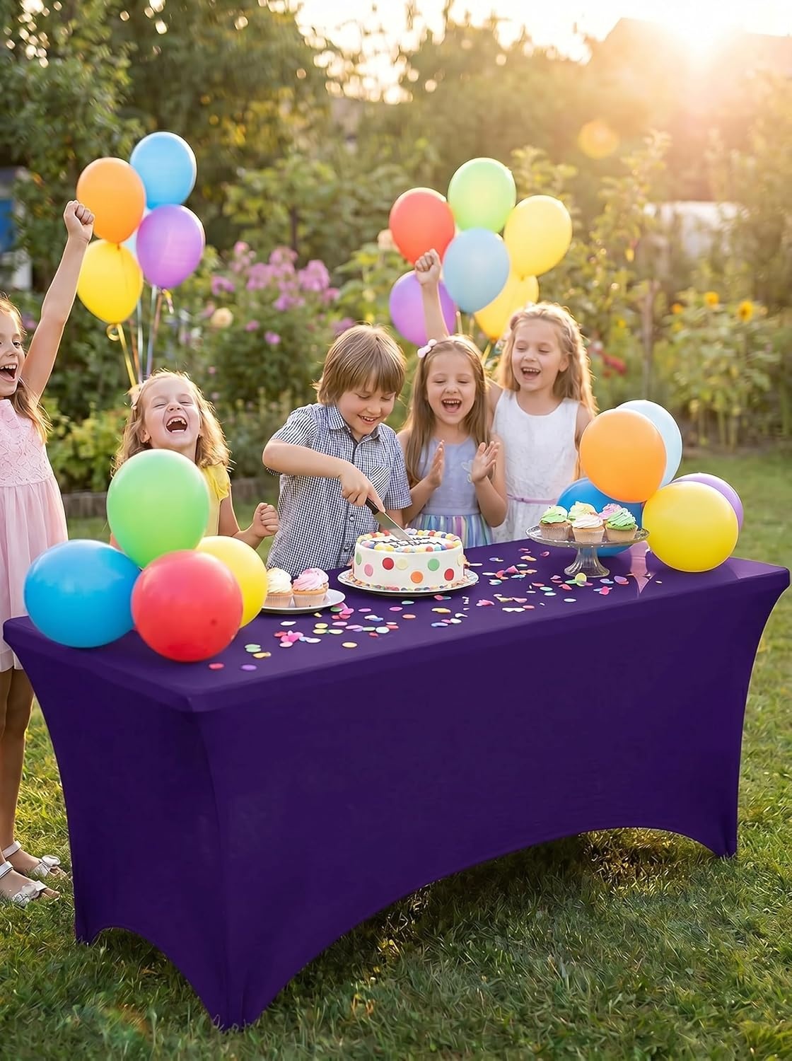 image:imageUtopia Kitchen Spandex Tablecloth 1 Pack 4FT Black Tight Fitted Washable and Wrinkle Resistant Stretch Rectangular Patio Table Cover for Event Wedding Banquet amp Parties 48Lx30Wx30H InchPurple