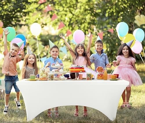 image:imageUtopia Kitchen Spandex Tablecloth 1 Pack 4FT Black Tight Fitted Washable and Wrinkle Resistant Stretch Rectangular Patio Table Cover for Event Wedding Banquet amp Parties 48Lx30Wx30H InchWhite