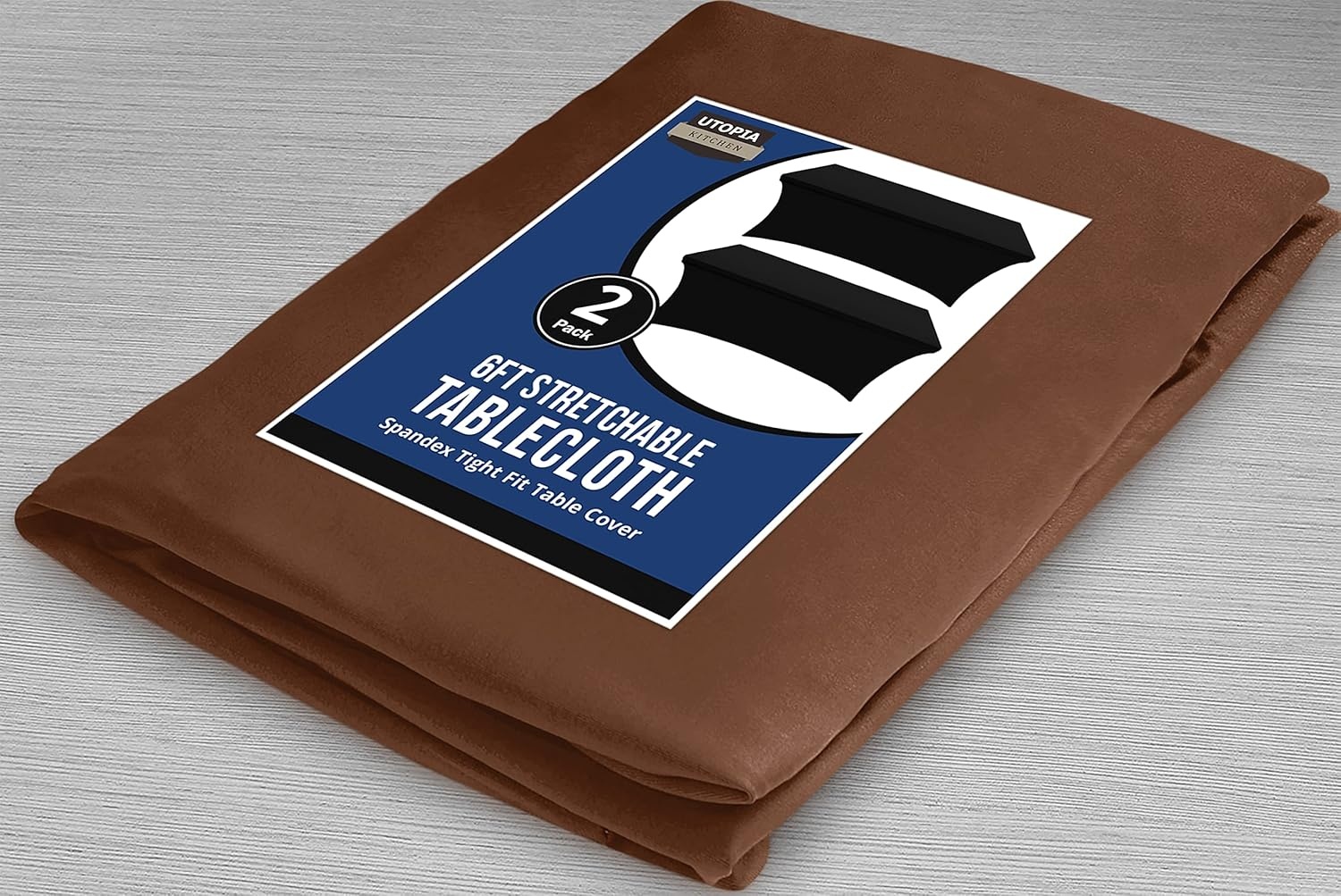 image:imageUtopia Kitchen Spandex Tablecloth 1 Pack 4FT Black Tight Fitted Washable and Wrinkle Resistant Stretch Rectangular Patio Table Cover for Event Wedding Banquet amp Parties 48Lx30Wx30H InchCoffee