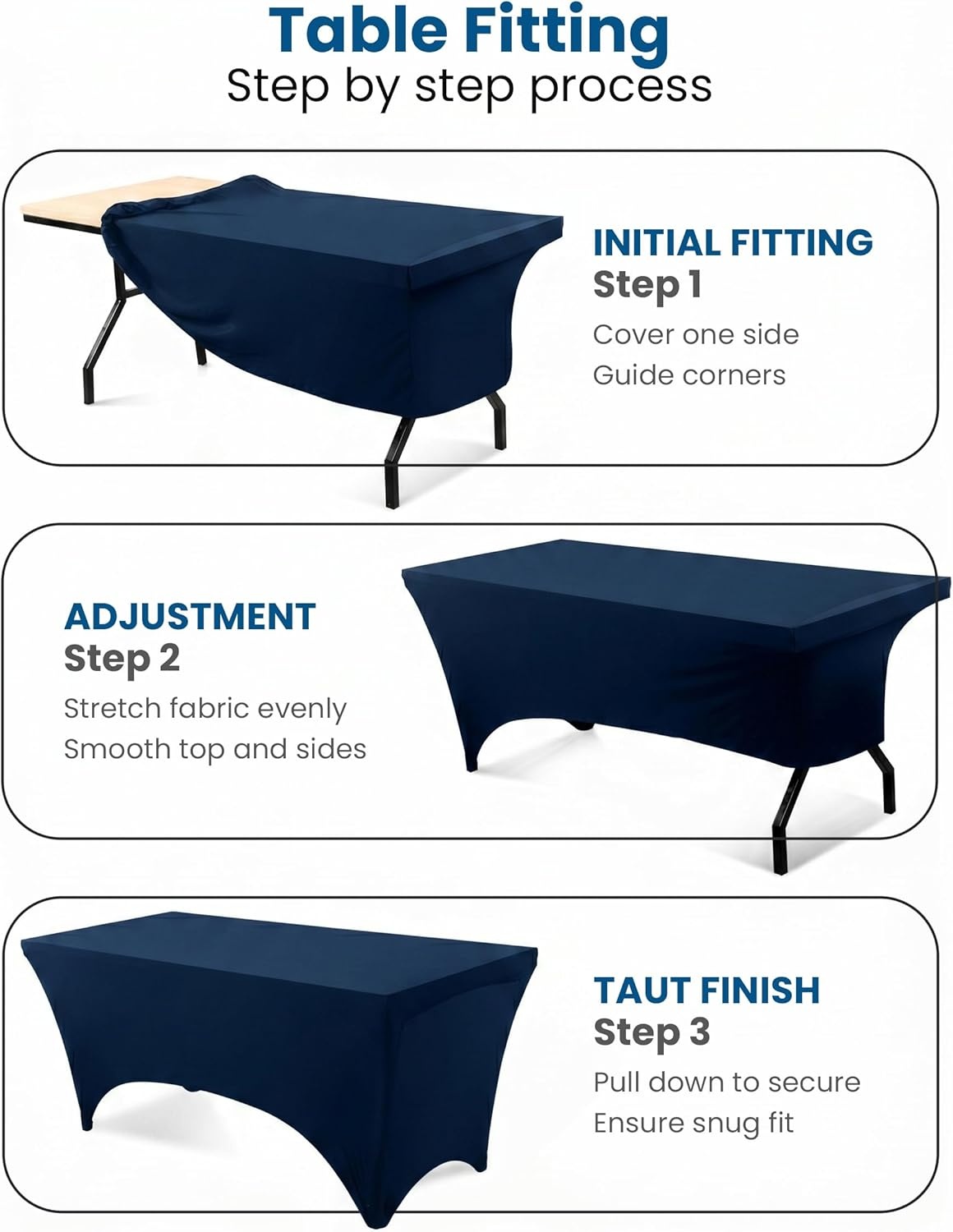 image:imageUtopia Kitchen Spandex Tablecloth 1 Pack 4FT Black Tight Fitted Washable and Wrinkle Resistant Stretch Rectangular Patio Table Cover for Event Wedding Banquet amp Parties 48Lx30Wx30H InchNavy Blue