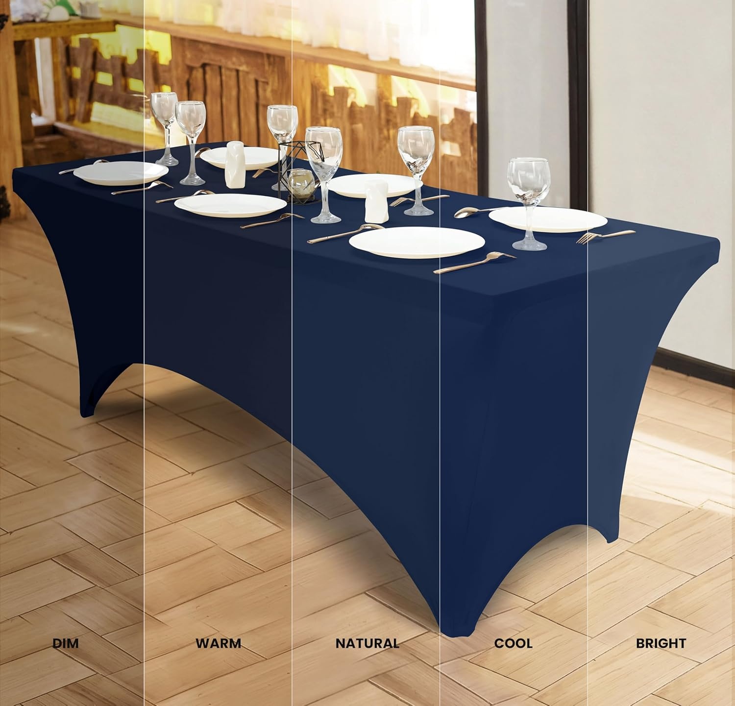 image:imageUtopia Kitchen Spandex Tablecloth 1 Pack 4FT Black Tight Fitted Washable and Wrinkle Resistant Stretch Rectangular Patio Table Cover for Event Wedding Banquet amp Parties 48Lx30Wx30H InchNavy Blue