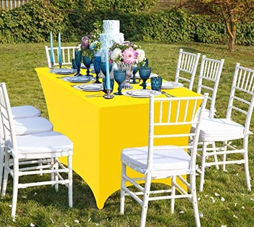 image:imageUtopia Kitchen Spandex Tablecloth 1 Pack 4FT Black Tight Fitted Washable and Wrinkle Resistant Stretch Rectangular Patio Table Cover for Event Wedding Banquet amp Parties 48Lx30Wx30H InchYellow