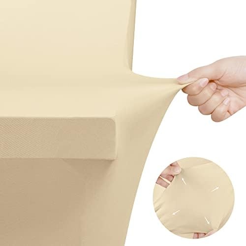 image:imageUtopia Kitchen Spandex Tablecloth 1 Pack 4FT Black Tight Fitted Washable and Wrinkle Resistant Stretch Rectangular Patio Table Cover for Event Wedding Banquet amp Parties 48Lx30Wx30H InchChampagne