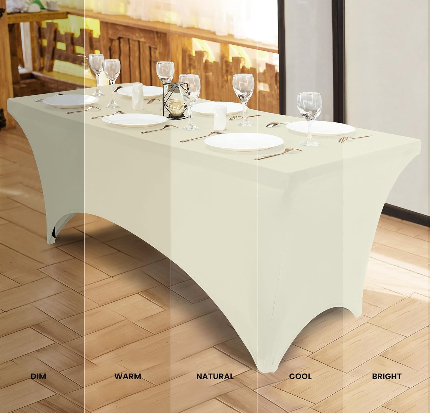 image:imageUtopia Kitchen Spandex Tablecloth 1 Pack 4FT Black Tight Fitted Washable and Wrinkle Resistant Stretch Rectangular Patio Table Cover for Event Wedding Banquet amp Parties 48Lx30Wx30H InchIvory