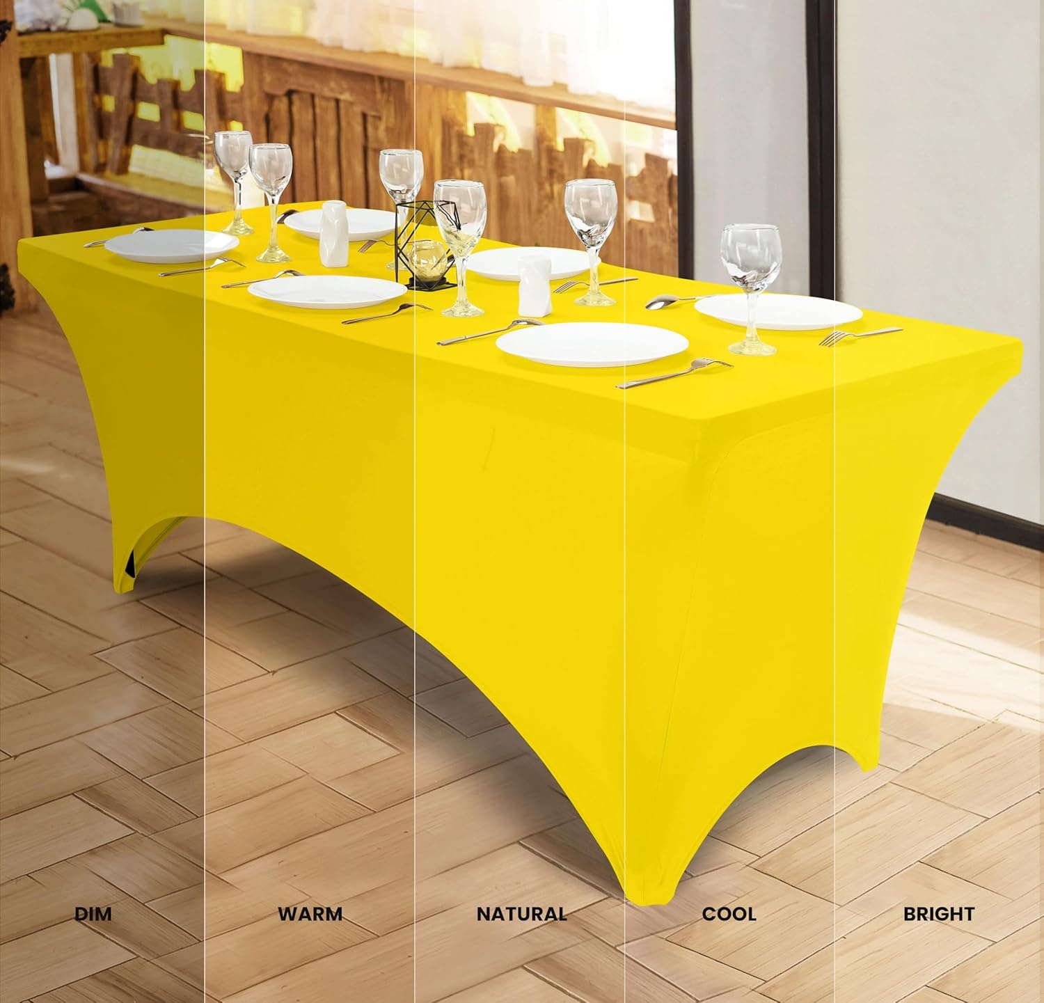 image:imageUtopia Kitchen Spandex Tablecloth 1 Pack 4FT Black Tight Fitted Washable and Wrinkle Resistant Stretch Rectangular Patio Table Cover for Event Wedding Banquet amp Parties 48Lx30Wx30H InchYellow