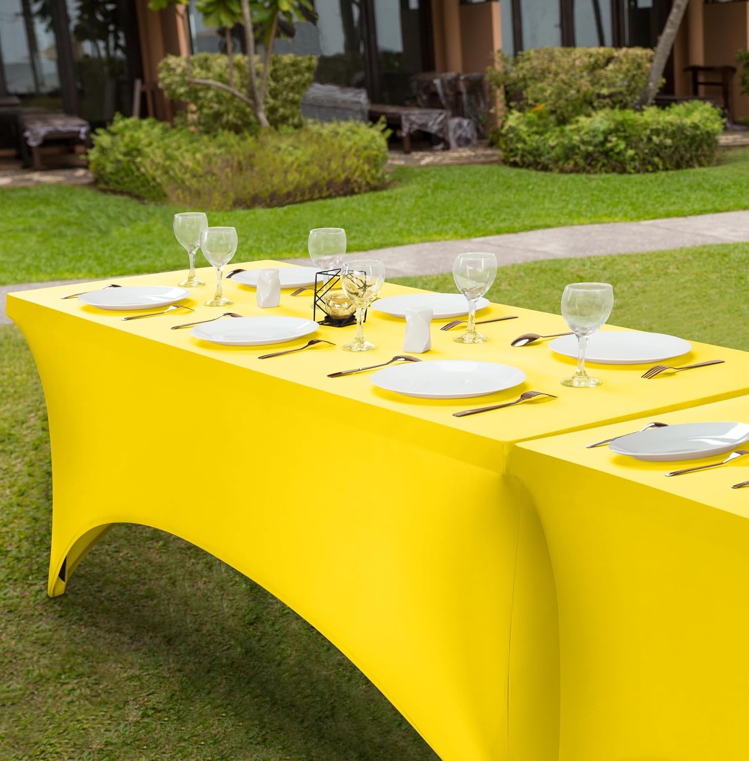 image:imageUtopia Kitchen Spandex Tablecloth 1 Pack 4FT Black Tight Fitted Washable and Wrinkle Resistant Stretch Rectangular Patio Table Cover for Event Wedding Banquet amp Parties 48Lx30Wx30H InchYellow
