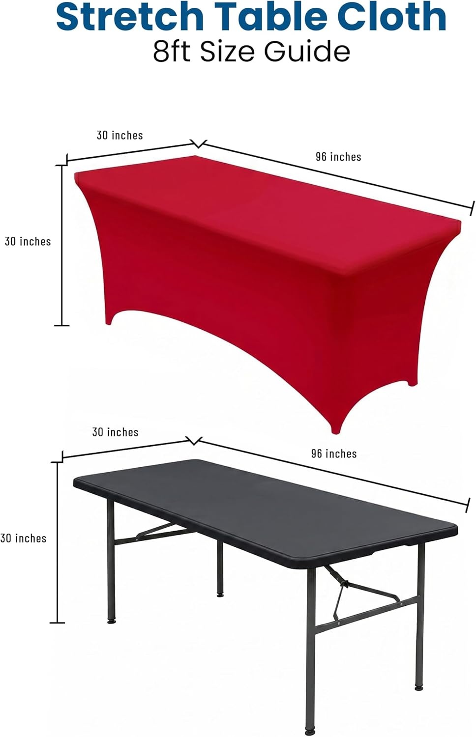 image:imageUtopia Kitchen Spandex Tablecloth 1 Pack 4FT Black Tight Fitted Washable and Wrinkle Resistant Stretch Rectangular Patio Table Cover for Event Wedding Banquet amp Parties 48Lx30Wx30H InchRed
