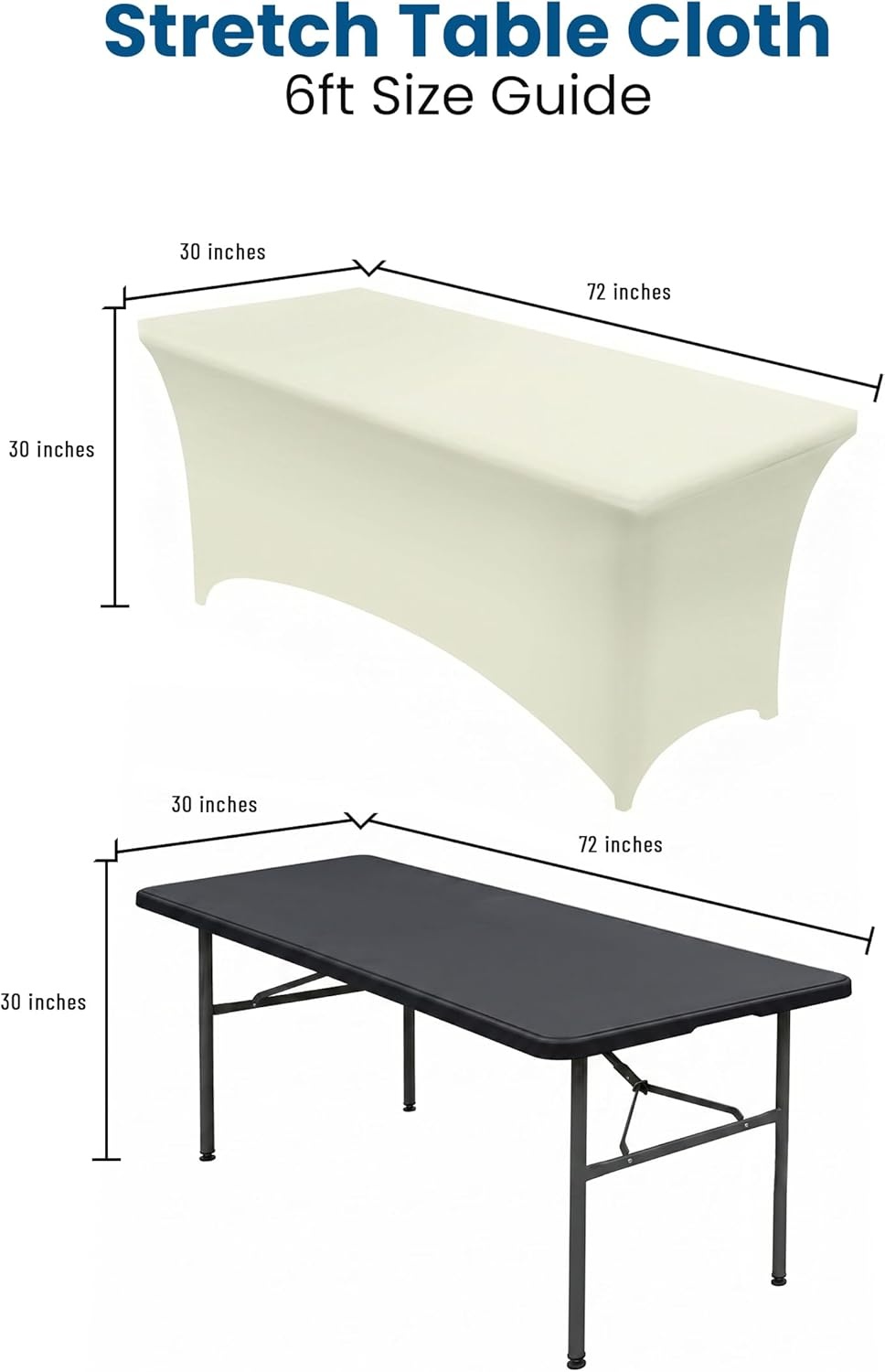 image:imageUtopia Kitchen Spandex Tablecloth 1 Pack 4FT Black Tight Fitted Washable and Wrinkle Resistant Stretch Rectangular Patio Table Cover for Event Wedding Banquet amp Parties 48Lx30Wx30H InchIvory