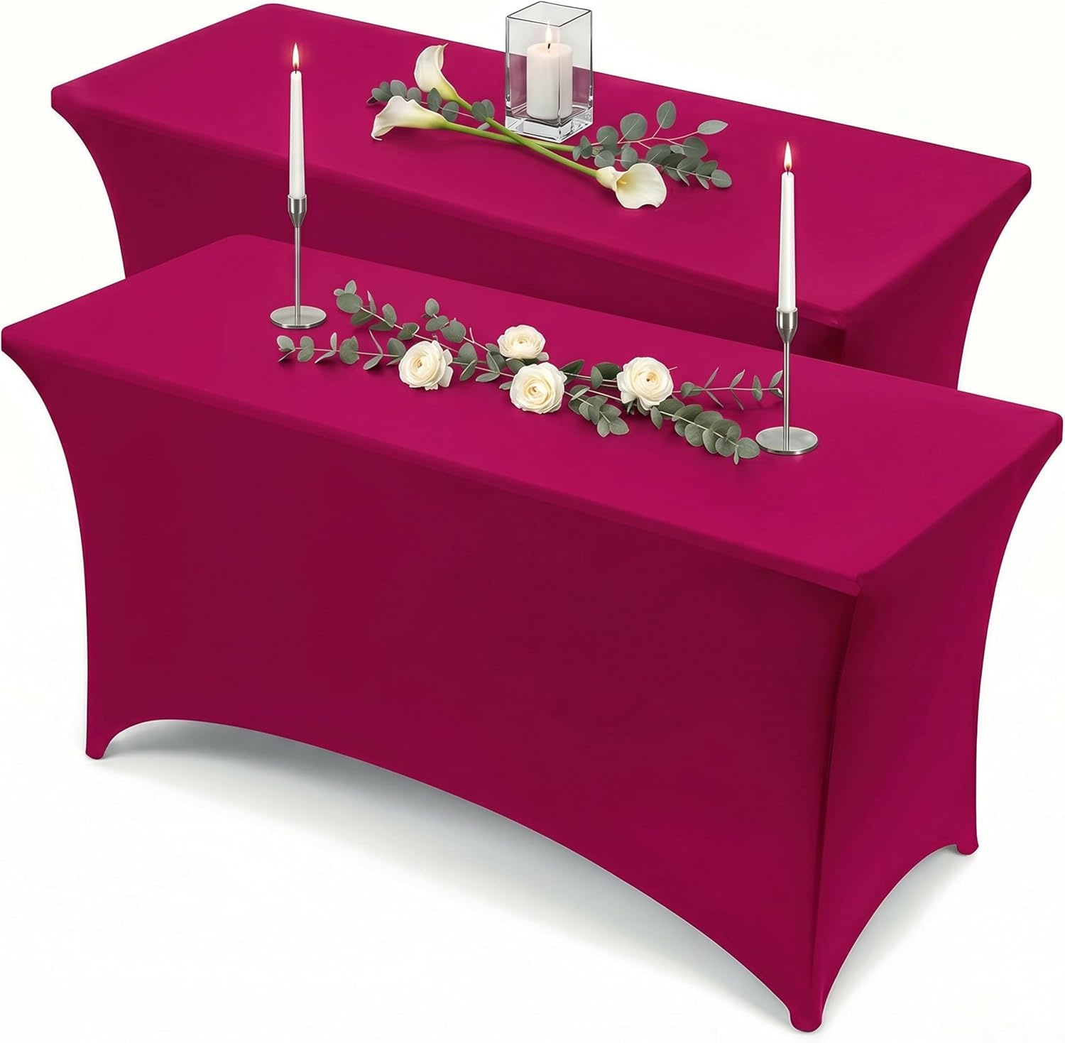 image:imageUtopia Kitchen Spandex Tablecloth 1 Pack 4FT Black Tight Fitted Washable and Wrinkle Resistant Stretch Rectangular Patio Table Cover for Event Wedding Banquet amp Parties 48Lx30Wx30H InchFuchsia