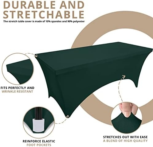 image:imageUtopia Kitchen Spandex Tablecloth 1 Pack 4FT Black Tight Fitted Washable and Wrinkle Resistant Stretch Rectangular Patio Table Cover for Event Wedding Banquet amp Parties 48Lx30Wx30H InchHunter Green