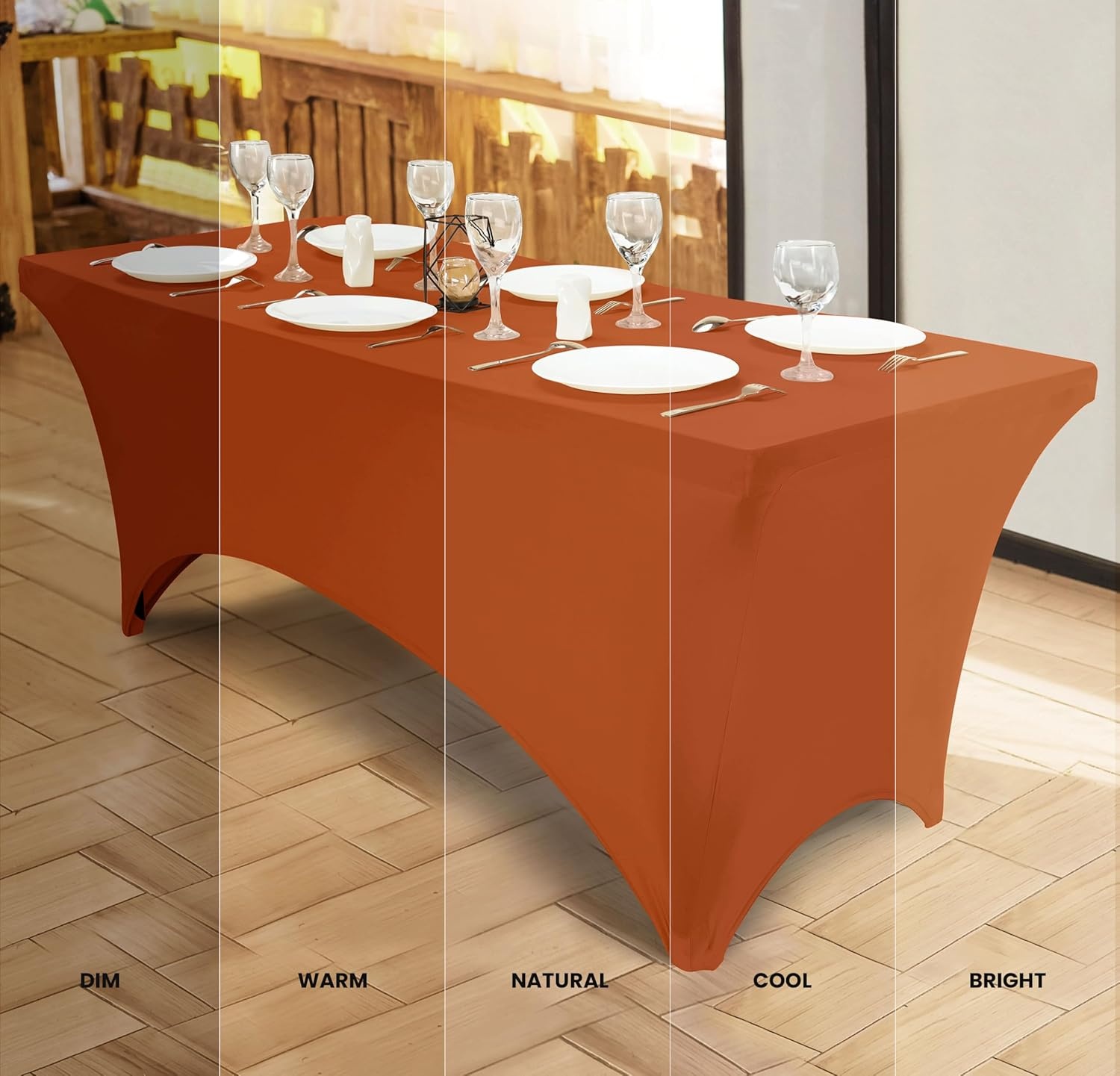 image:imageUtopia Kitchen Spandex Tablecloth 1 Pack 4FT Black Tight Fitted Washable and Wrinkle Resistant Stretch Rectangular Patio Table Cover for Event Wedding Banquet amp Parties 48Lx30Wx30H InchOrange