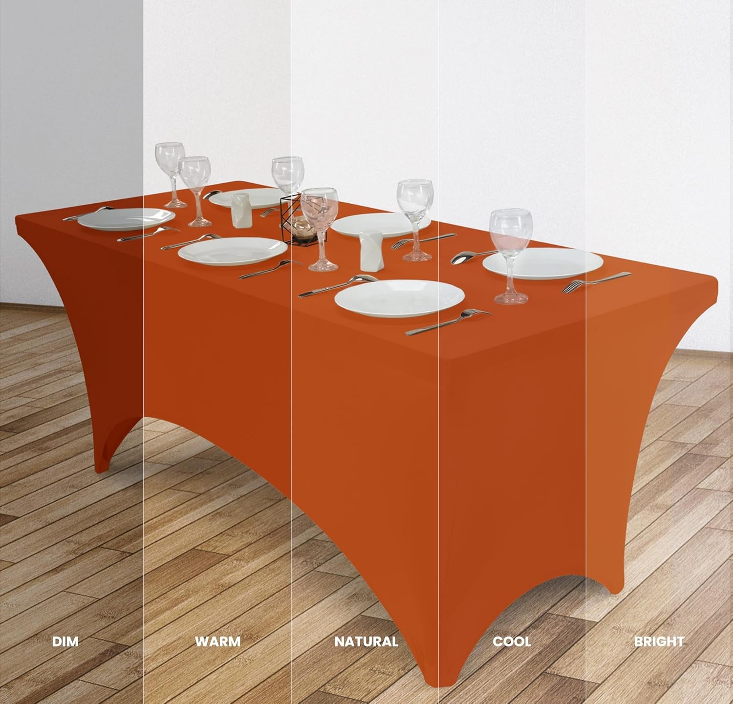 image:imageUtopia Kitchen Spandex Tablecloth 1 Pack 4FT Black Tight Fitted Washable and Wrinkle Resistant Stretch Rectangular Patio Table Cover for Event Wedding Banquet amp Parties 48Lx30Wx30H InchOrange