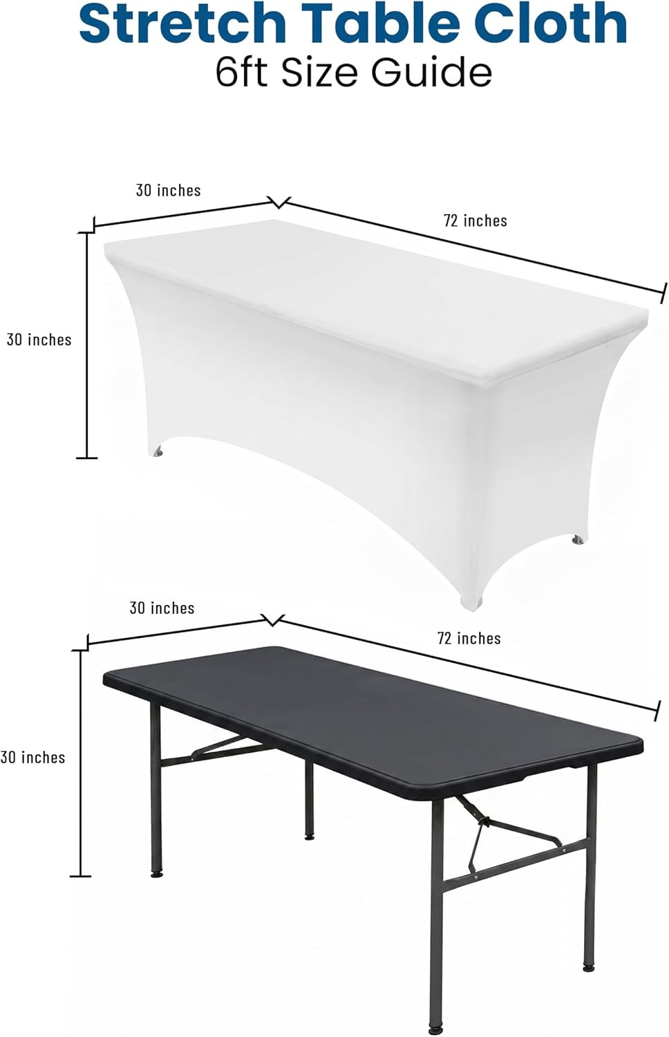 image:imageUtopia Kitchen Spandex Tablecloth 1 Pack 4FT Black Tight Fitted Washable and Wrinkle Resistant Stretch Rectangular Patio Table Cover for Event Wedding Banquet amp Parties 48Lx30Wx30H InchWhite