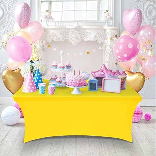 image:imageUtopia Kitchen Spandex Tablecloth 1 Pack 4FT Black Tight Fitted Washable and Wrinkle Resistant Stretch Rectangular Patio Table Cover for Event Wedding Banquet amp Parties 48Lx30Wx30H InchYellow