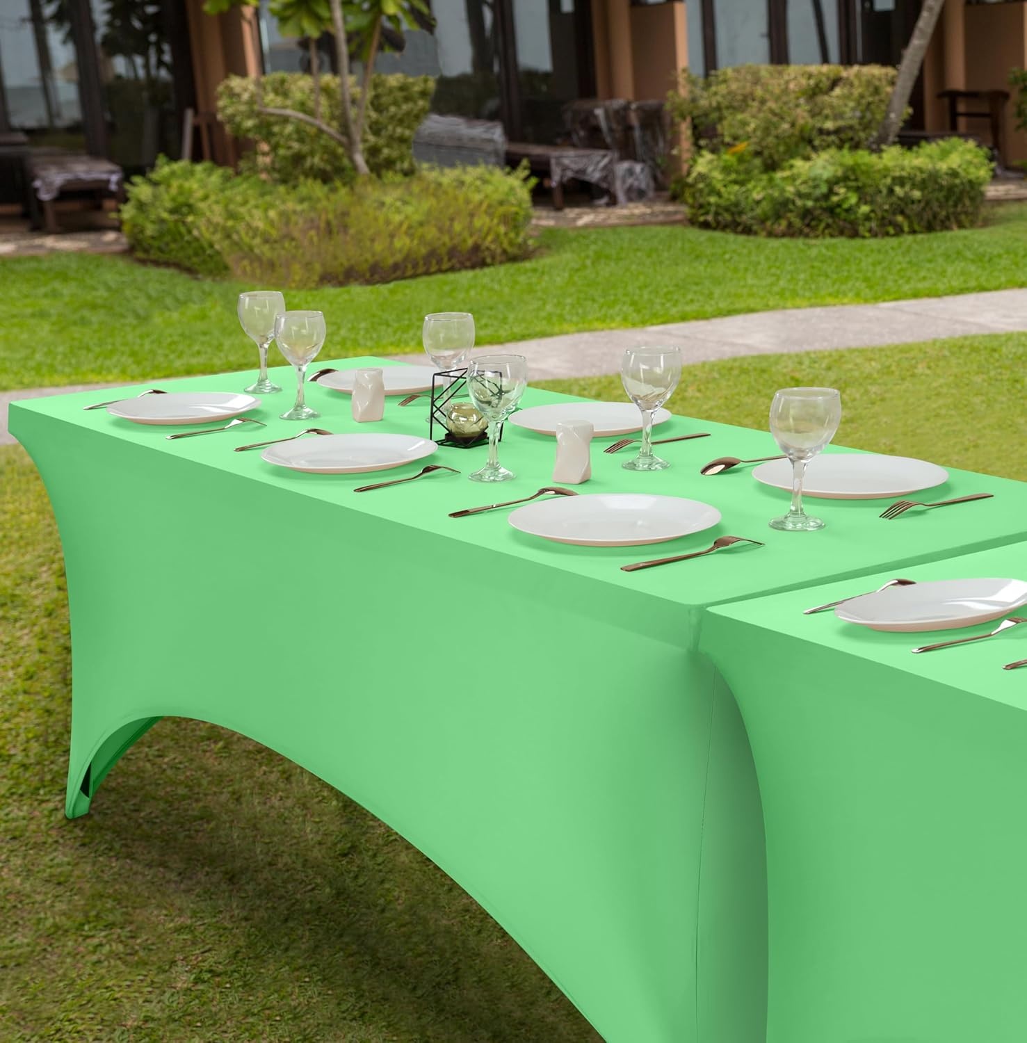 image:imageUtopia Kitchen Spandex Tablecloth 1 Pack 4FT Black Tight Fitted Washable and Wrinkle Resistant Stretch Rectangular Patio Table Cover for Event Wedding Banquet amp Parties 48Lx30Wx30H InchBright Green