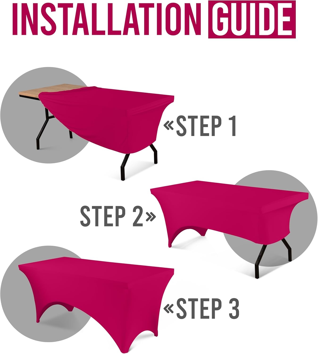 image:imageUtopia Kitchen Spandex Tablecloth 1 Pack 4FT Black Tight Fitted Washable and Wrinkle Resistant Stretch Rectangular Patio Table Cover for Event Wedding Banquet amp Parties 48Lx30Wx30H InchFuchsia