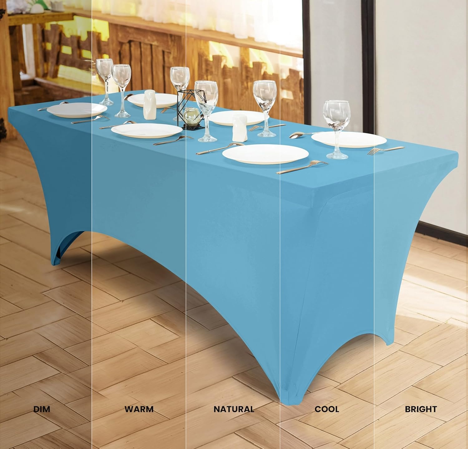 image:imageUtopia Kitchen Spandex Tablecloth 1 Pack 4FT Black Tight Fitted Washable and Wrinkle Resistant Stretch Rectangular Patio Table Cover for Event Wedding Banquet amp Parties 48Lx30Wx30H InchBlue Mist