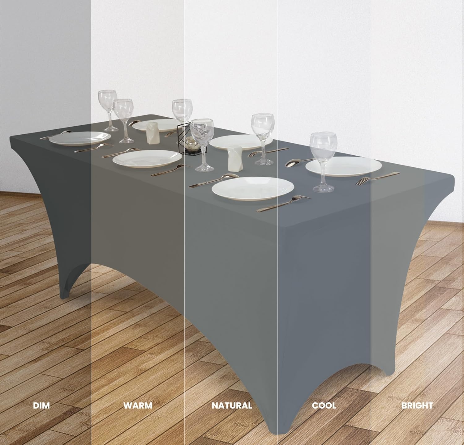 image:imageUtopia Kitchen Spandex Tablecloth 1 Pack 4FT Black Tight Fitted Washable and Wrinkle Resistant Stretch Rectangular Patio Table Cover for Event Wedding Banquet amp Parties 48Lx30Wx30H InchGrey