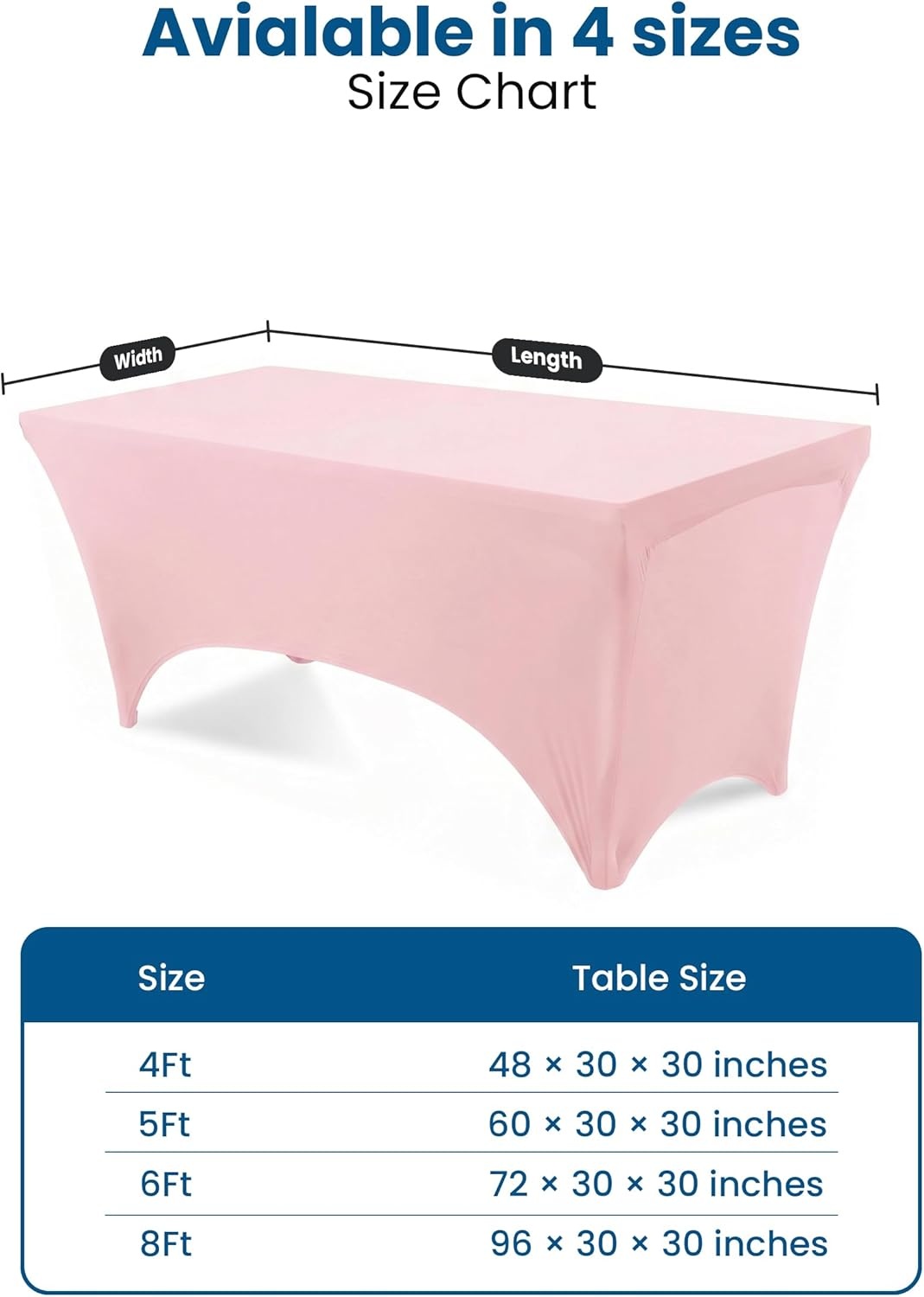 image:imageUtopia Kitchen Spandex Tablecloth 1 Pack 4FT Black Tight Fitted Washable and Wrinkle Resistant Stretch Rectangular Patio Table Cover for Event Wedding Banquet amp Parties 48Lx30Wx30H InchPink