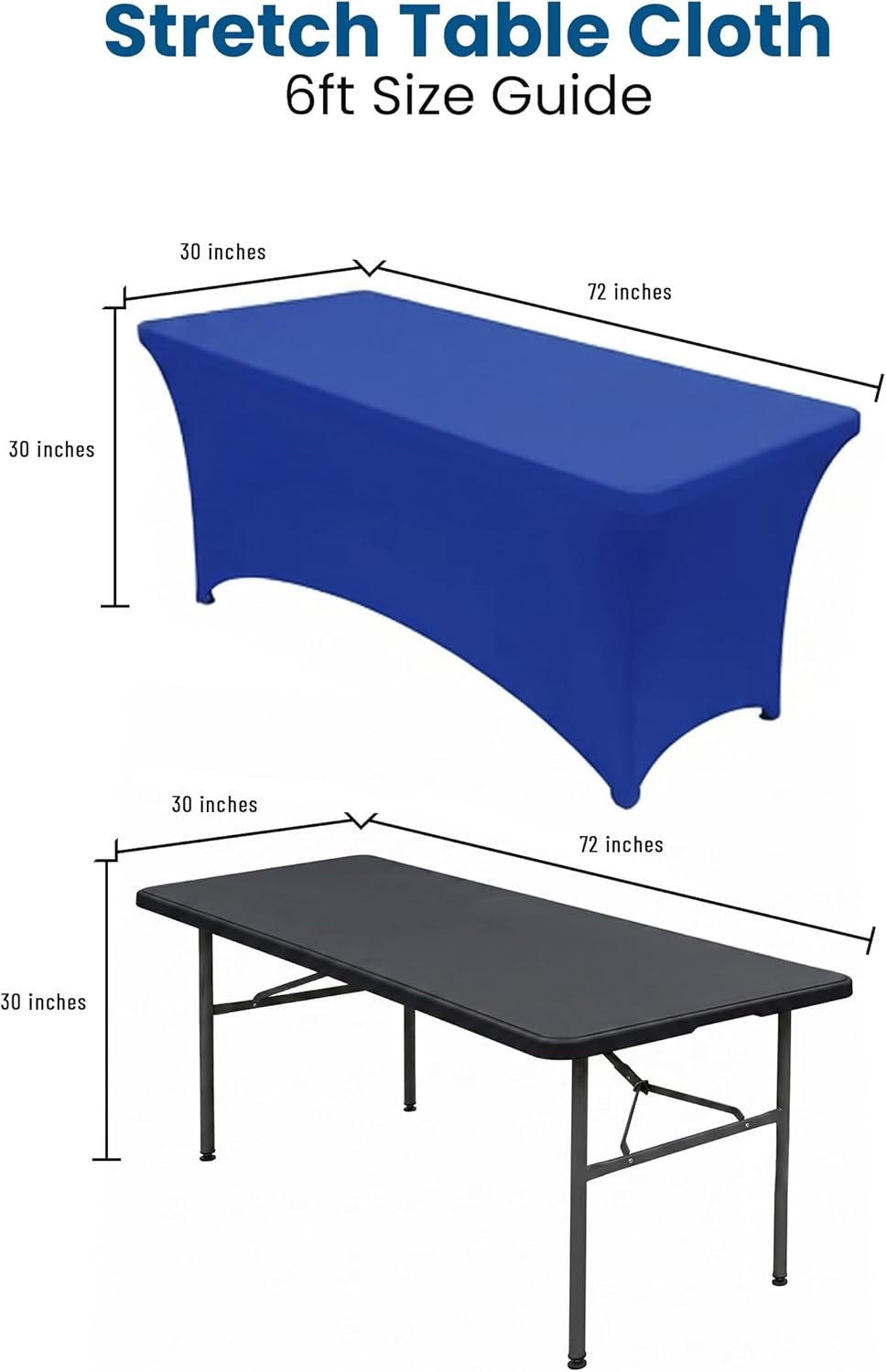 image:imageUtopia Kitchen Spandex Tablecloth 1 Pack 4FT Black Tight Fitted Washable and Wrinkle Resistant Stretch Rectangular Patio Table Cover for Event Wedding Banquet amp Parties 48Lx30Wx30H InchRoyal Blue