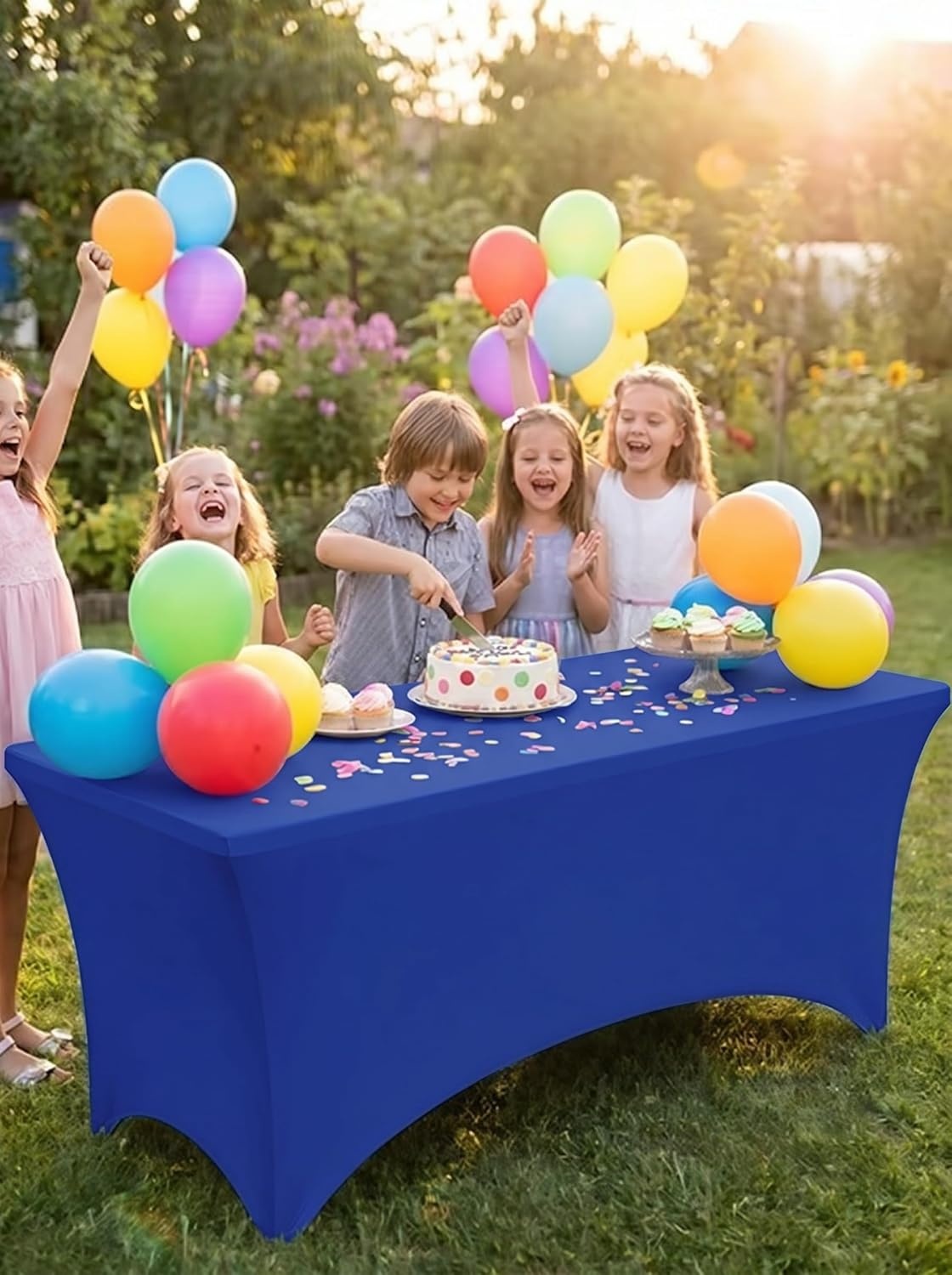 image:imageUtopia Kitchen Spandex Tablecloth 1 Pack 4FT Black Tight Fitted Washable and Wrinkle Resistant Stretch Rectangular Patio Table Cover for Event Wedding Banquet amp Parties 48Lx30Wx30H InchRoyal Blue