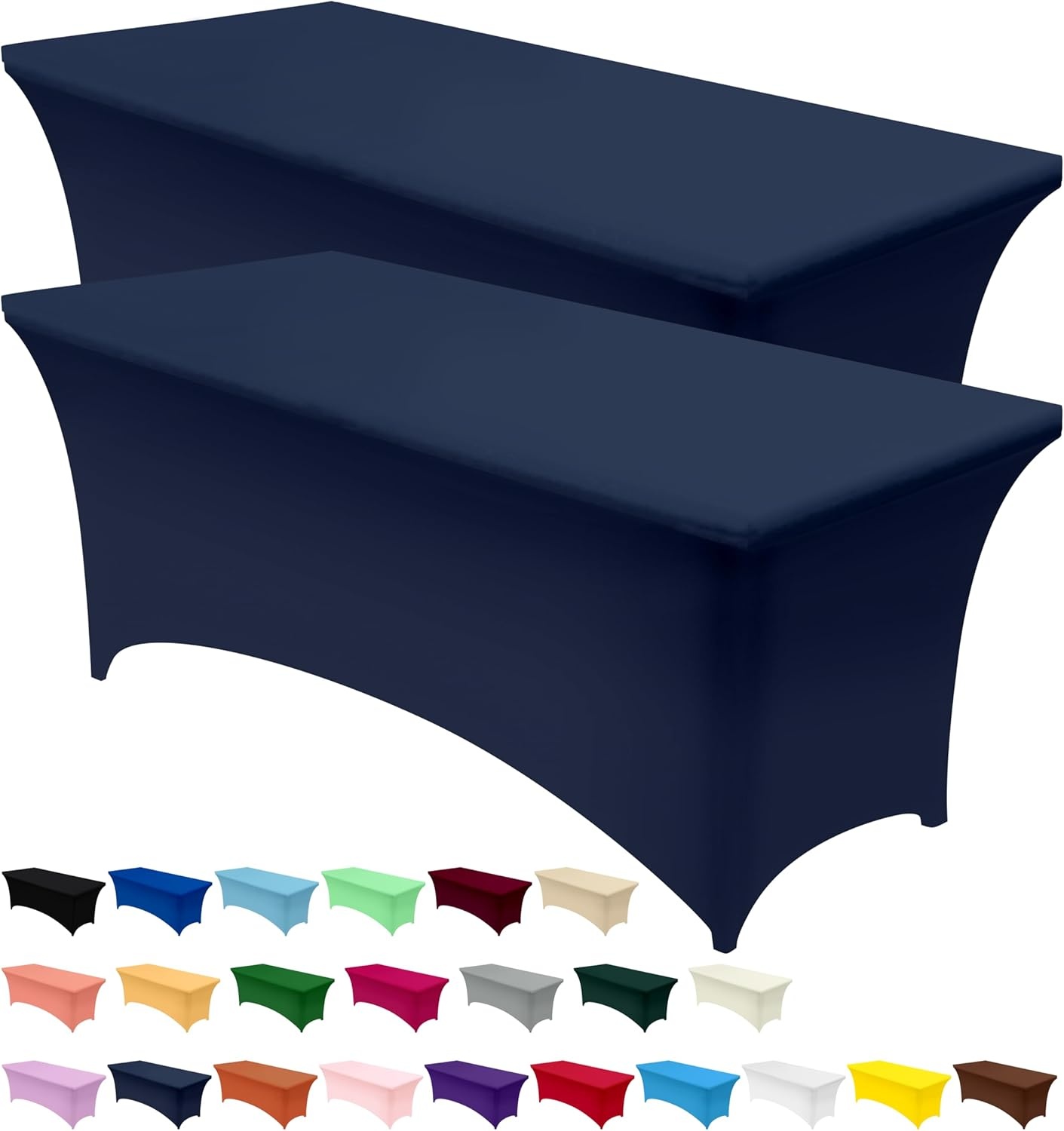 image:imageUtopia Kitchen Spandex Tablecloth 1 Pack 4FT Black Tight Fitted Washable and Wrinkle Resistant Stretch Rectangular Patio Table Cover for Event Wedding Banquet amp Parties 48Lx30Wx30H InchNavy Blue