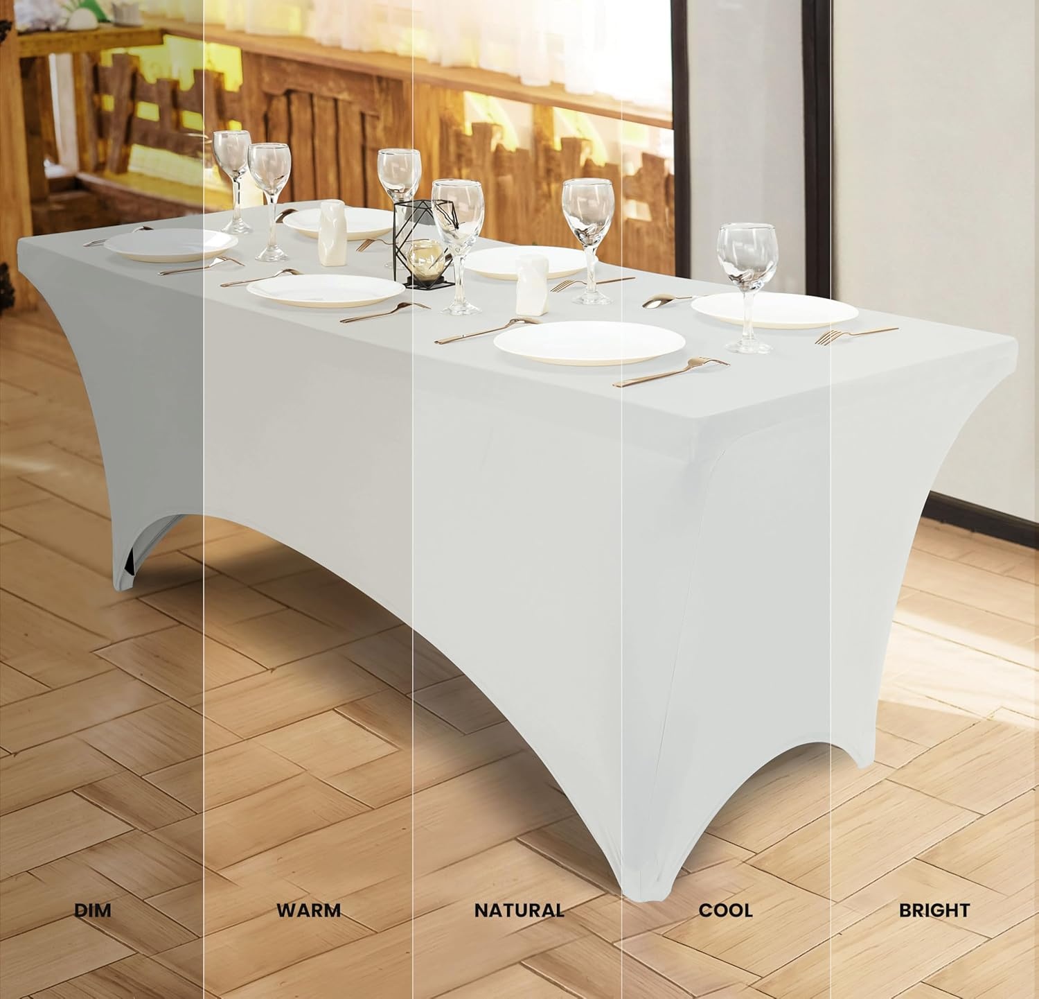 image:imageUtopia Kitchen Spandex Tablecloth 1 Pack 4FT Black Tight Fitted Washable and Wrinkle Resistant Stretch Rectangular Patio Table Cover for Event Wedding Banquet amp Parties 48Lx30Wx30H InchWhite