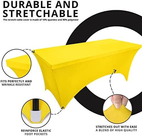 image:imageUtopia Kitchen Spandex Tablecloth 1 Pack 4FT Black Tight Fitted Washable and Wrinkle Resistant Stretch Rectangular Patio Table Cover for Event Wedding Banquet amp Parties 48Lx30Wx30H InchYellow