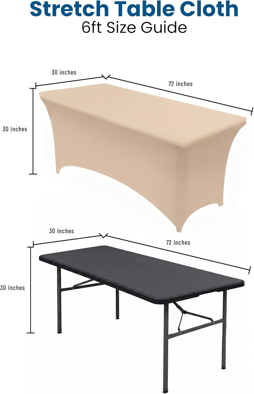 image:imageUtopia Kitchen Spandex Tablecloth 1 Pack 4FT Black Tight Fitted Washable and Wrinkle Resistant Stretch Rectangular Patio Table Cover for Event Wedding Banquet amp Parties 48Lx30Wx30H InchChampagne