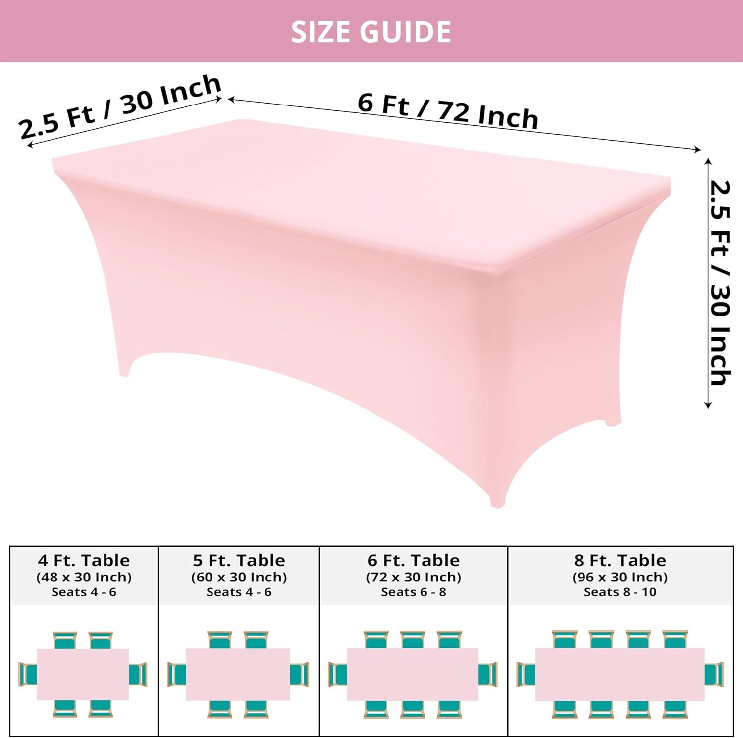 image:imageUtopia Kitchen Spandex Tablecloth 1 Pack 4FT Black Tight Fitted Washable and Wrinkle Resistant Stretch Rectangular Patio Table Cover for Event Wedding Banquet amp Parties 48Lx30Wx30H InchPink