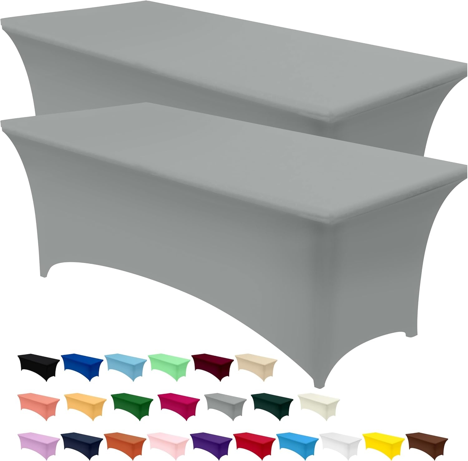 image:imageUtopia Kitchen Spandex Tablecloth 1 Pack 4FT Black Tight Fitted Washable and Wrinkle Resistant Stretch Rectangular Patio Table Cover for Event Wedding Banquet amp Parties 48Lx30Wx30H InchGrey